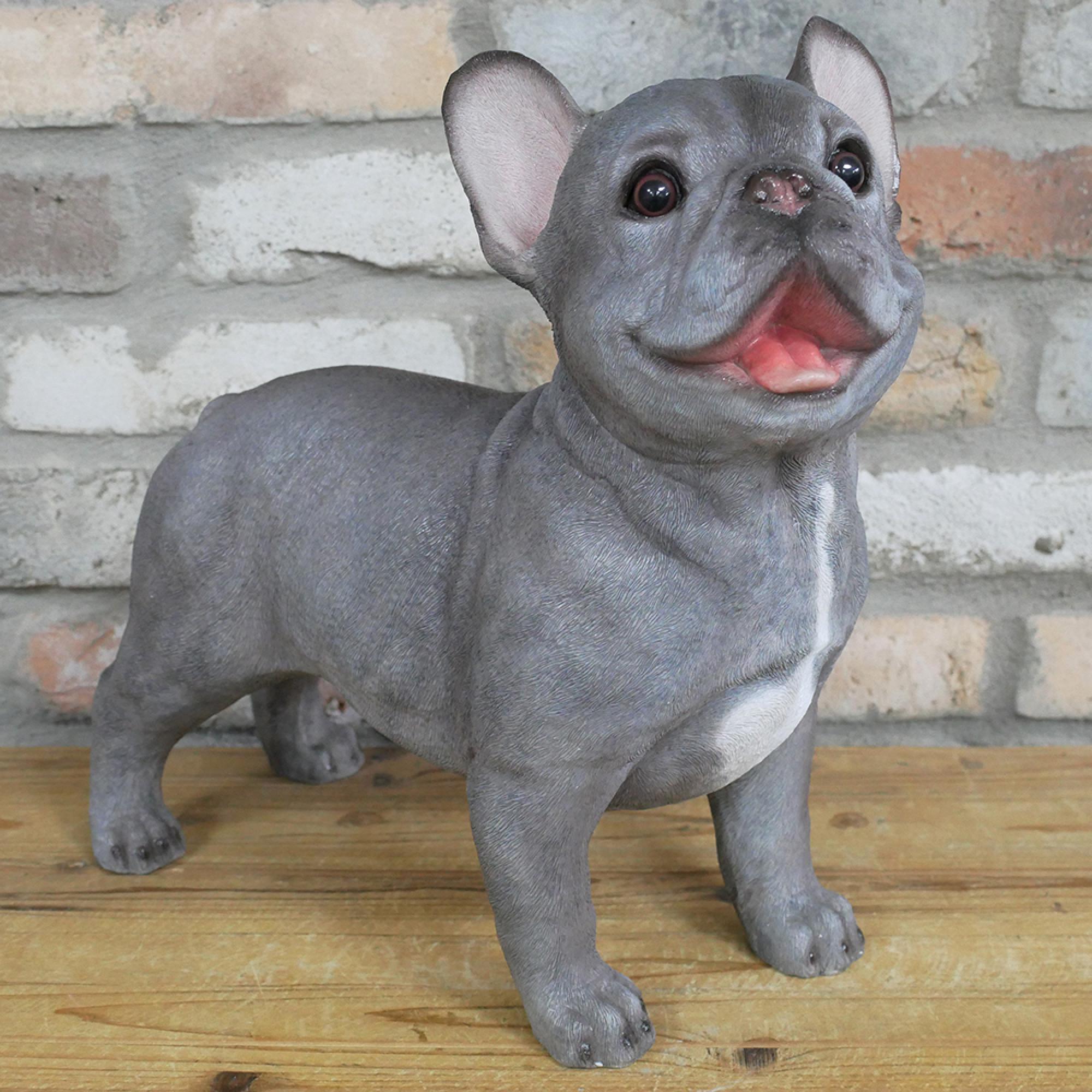 Grey Frenchie Statue Set Of 2 Resin