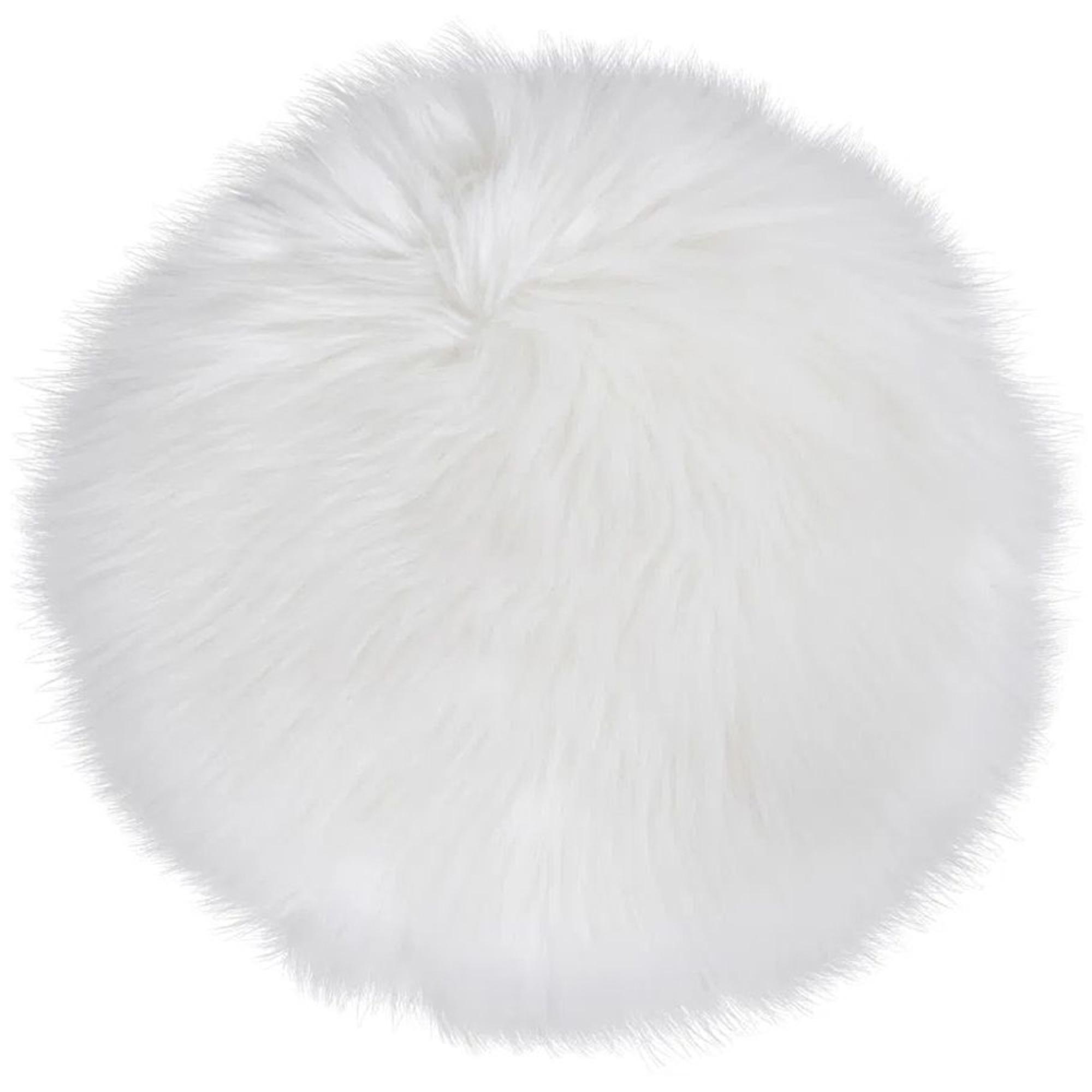 Round Seat Cushion - Faux Lambskin - Ivory
