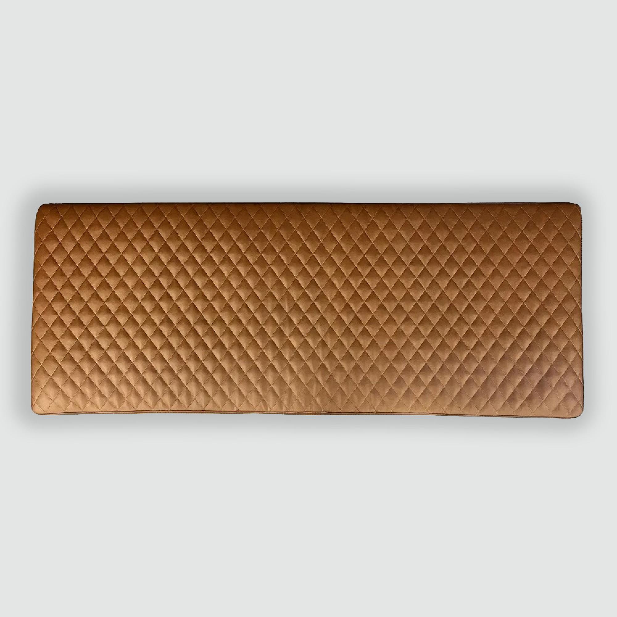 Langley Bench - Diamond Stitch Brown Leather - Small Cushion