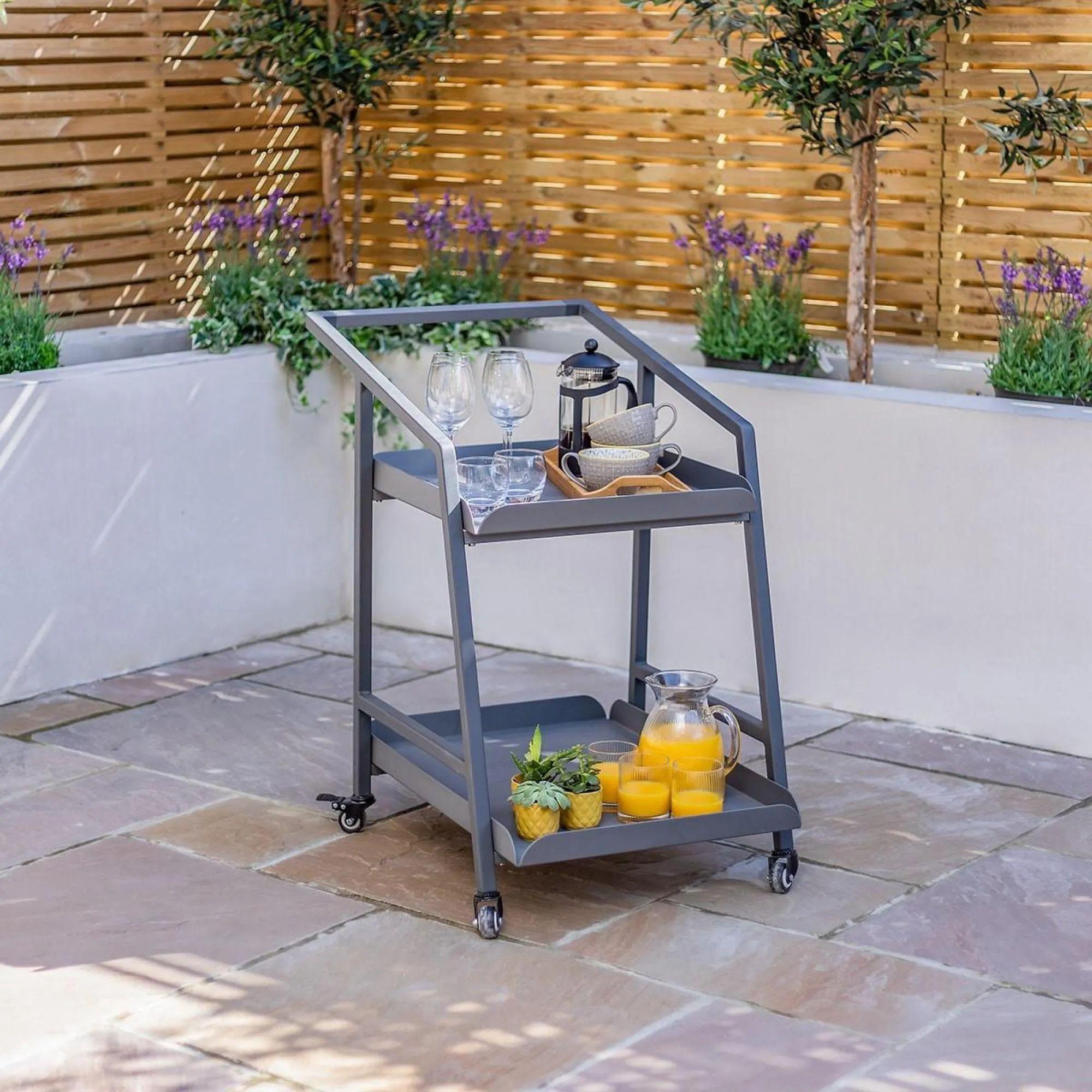 Grey Aluminium Garden Trolley - 2 Tier