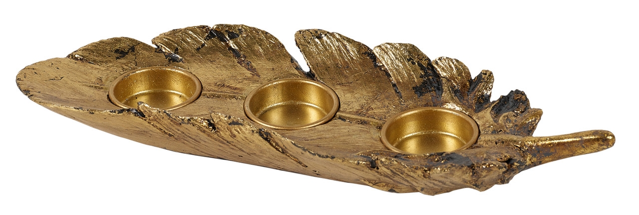Feather T-Light Holder - Gold - Set of 4