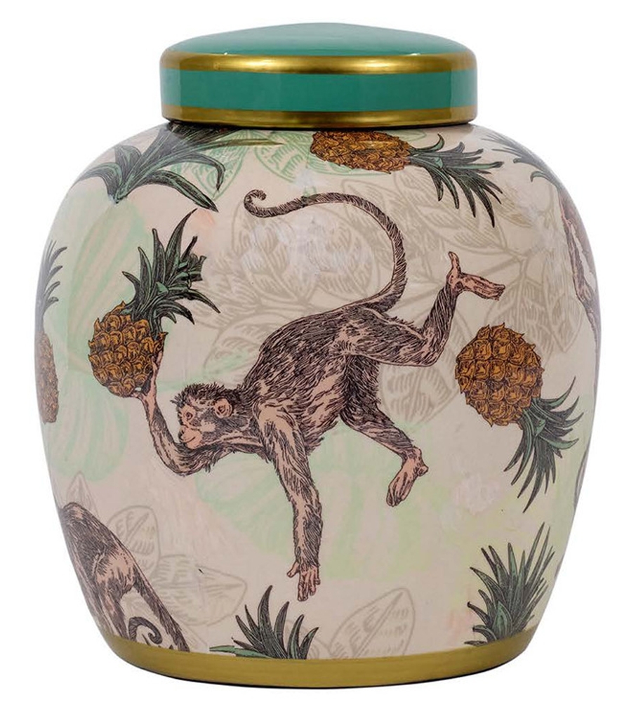 Umna Monkey and Pineapple Pattern Vase - Small