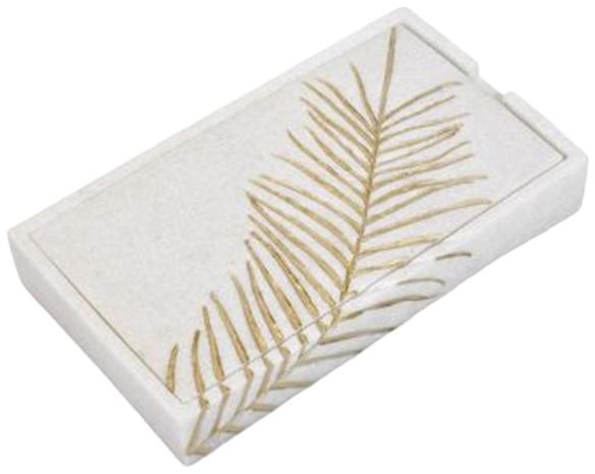 Trinket Box - White and Gold Stone - Large