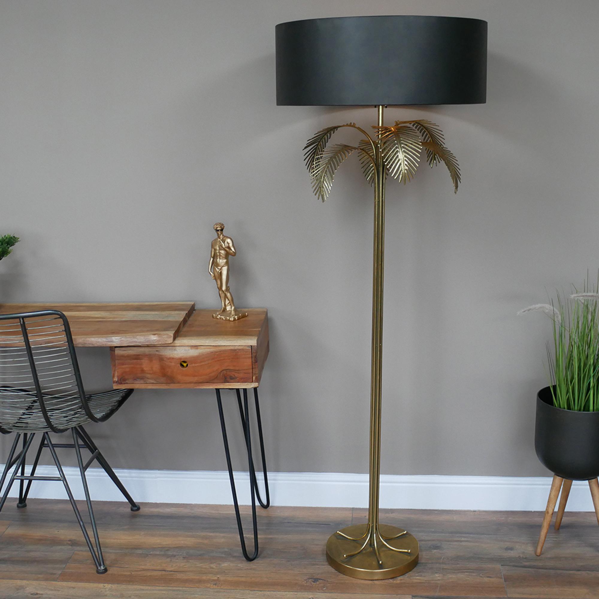 Palm Tree Standing Lamp - Large - with Black Shade