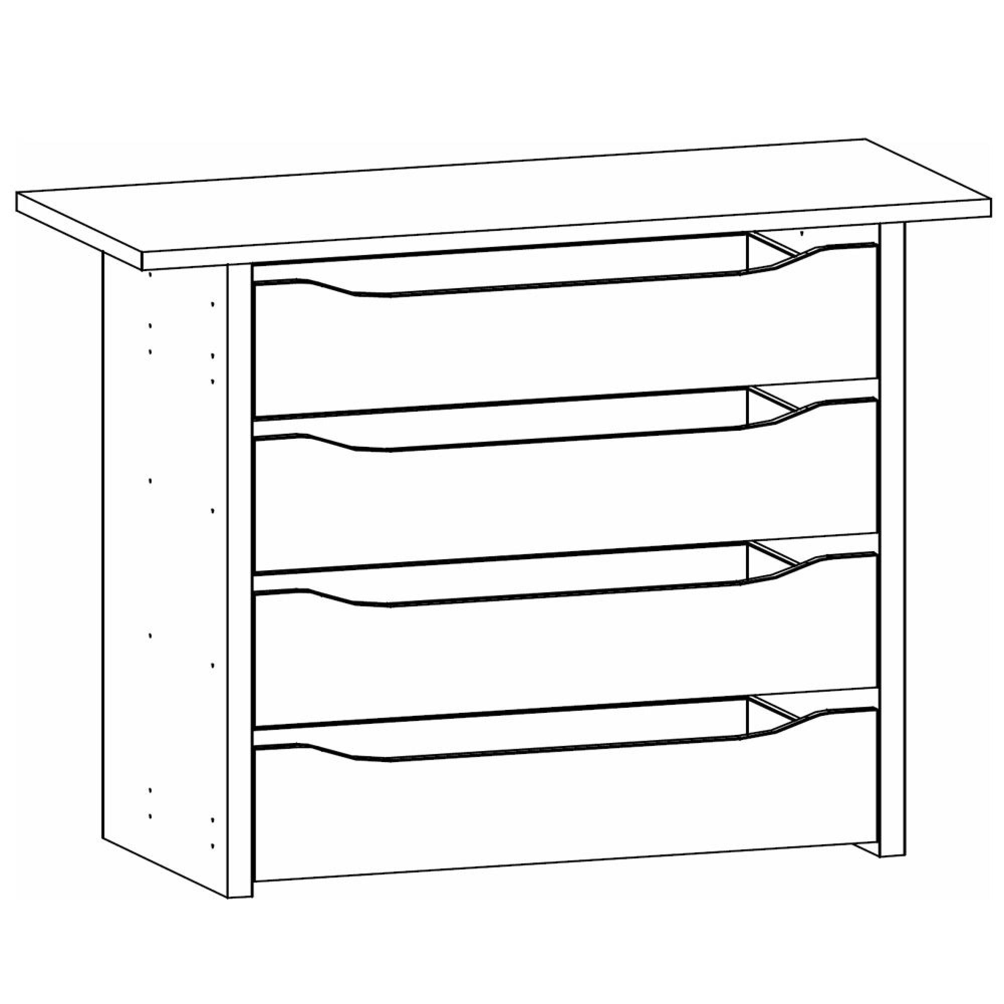 Orange Compartment Interior - 4 Drawer - 112.5cm Width - For Sliding Wardrobe