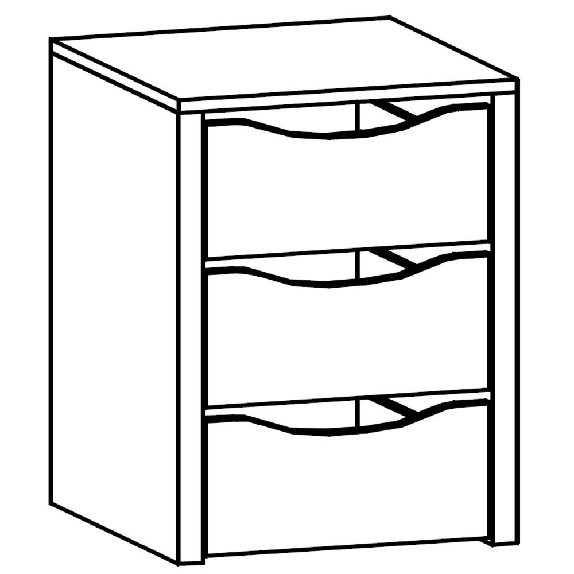 Orange Compartment Interior - 3 Drawer - 45cm Width - For Sliding Wardrobe