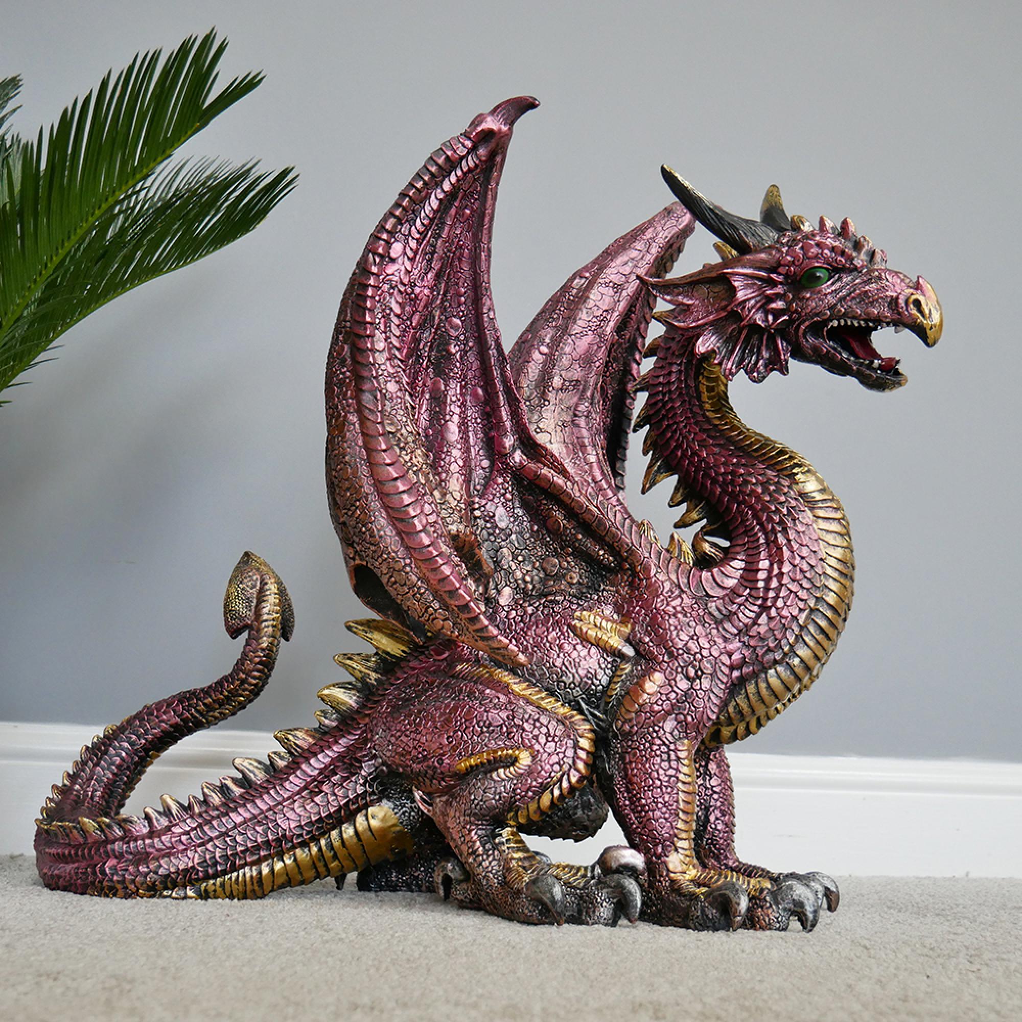 Red Resin Dragon Statue