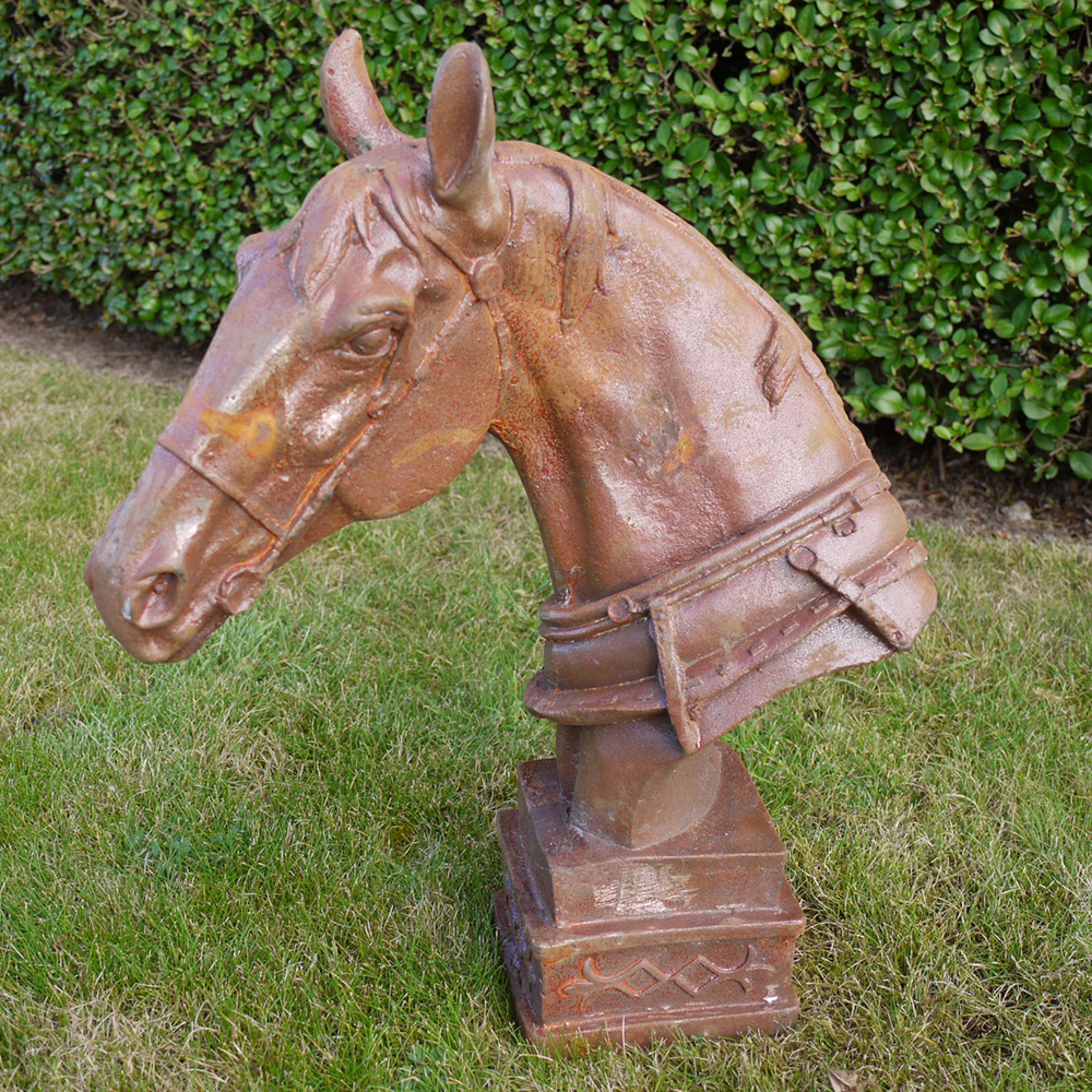 Rustic Metal Horse Head Statue