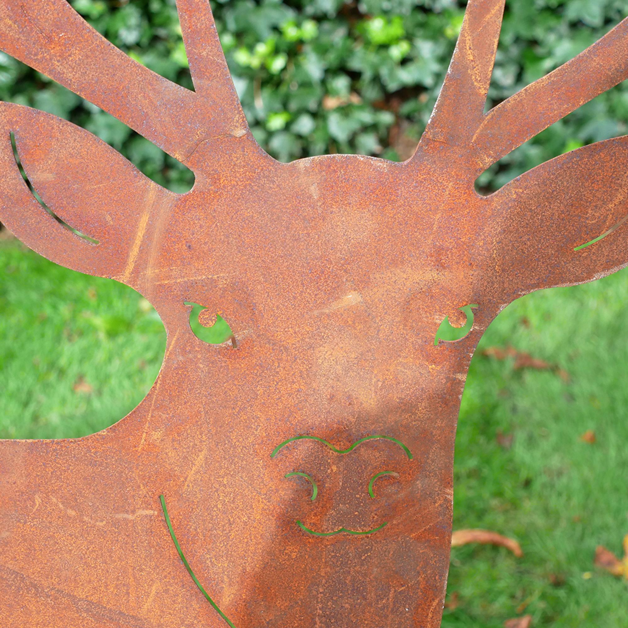Rustic Metal Outdoor Stag Set Of 2