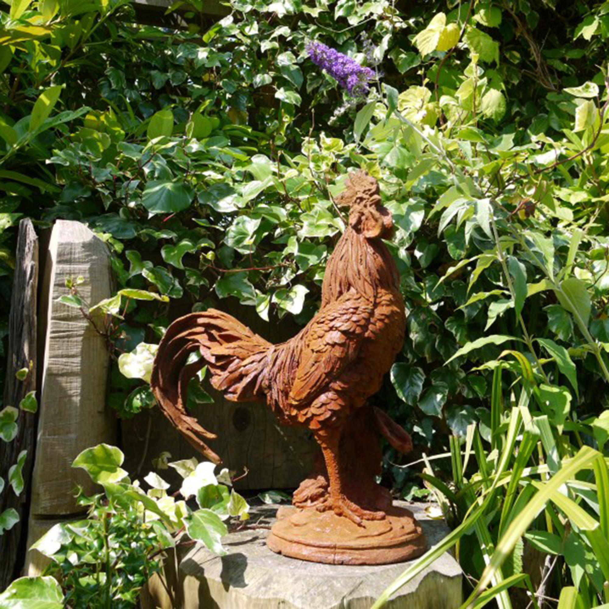 Rusty Garden Statue Large Cockerel