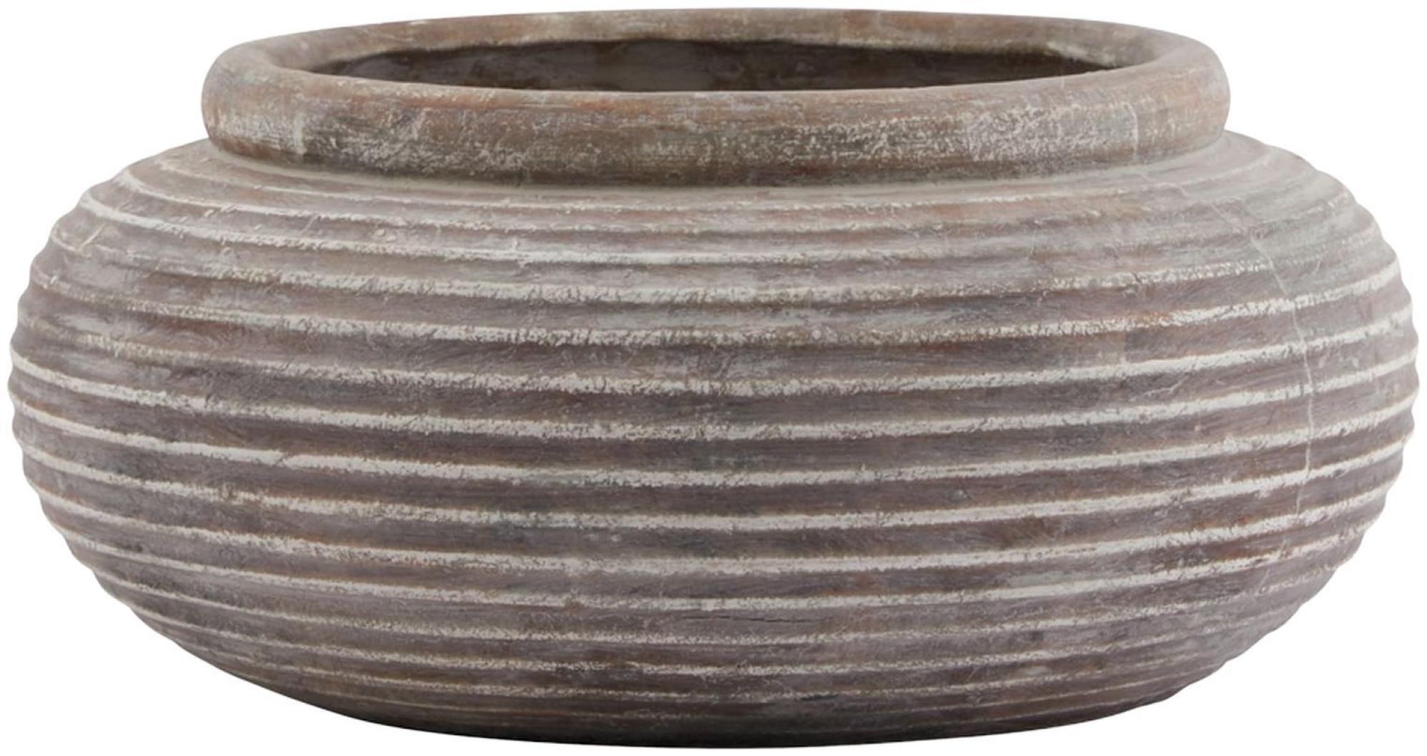 Siena Planter - Round Ribbed - Brown Ceramic