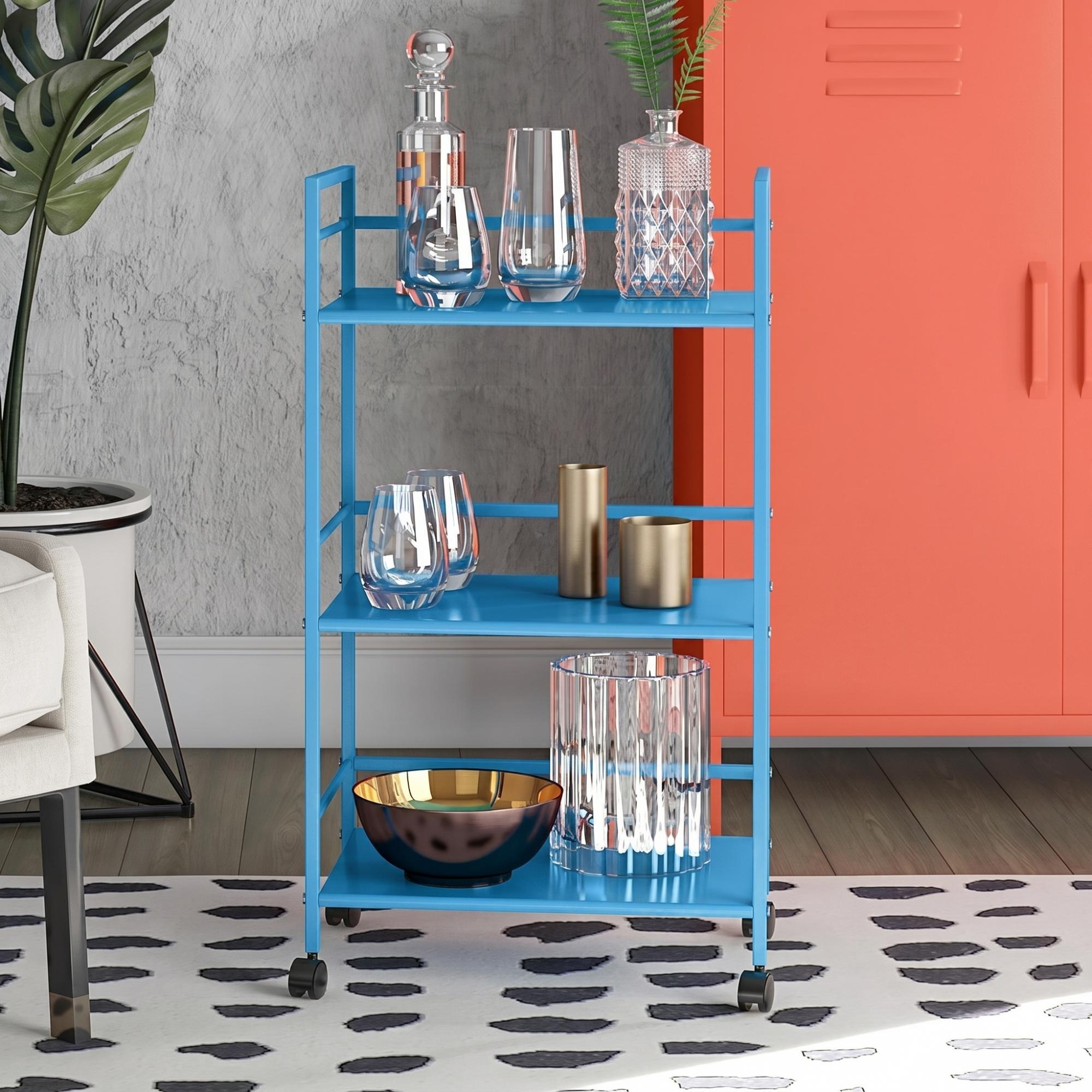 Novogratz Cache Rolling Cart - Blue - 7741810COMNUK
