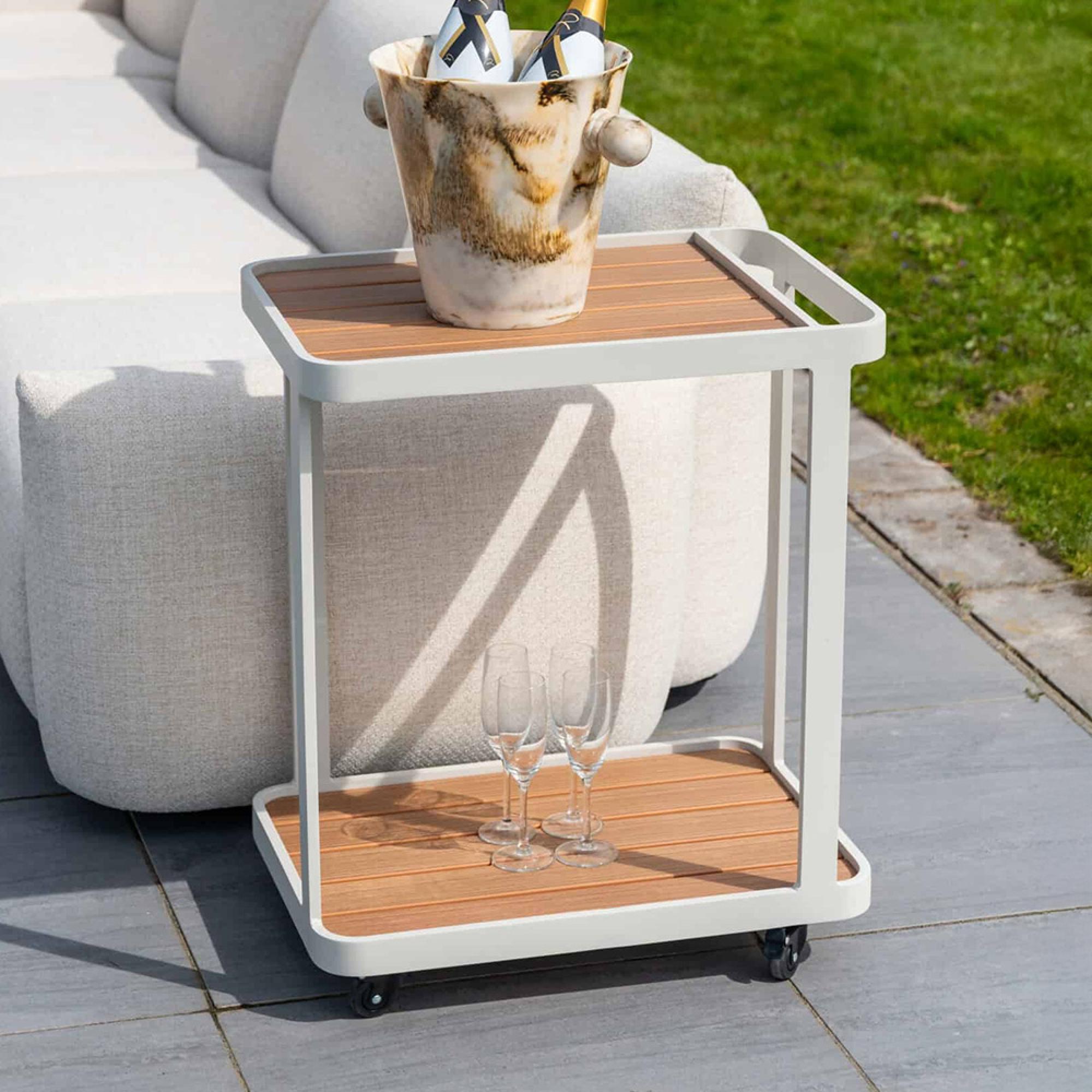 Spritz Outdoor Trolley - Beige - Metal and Wood