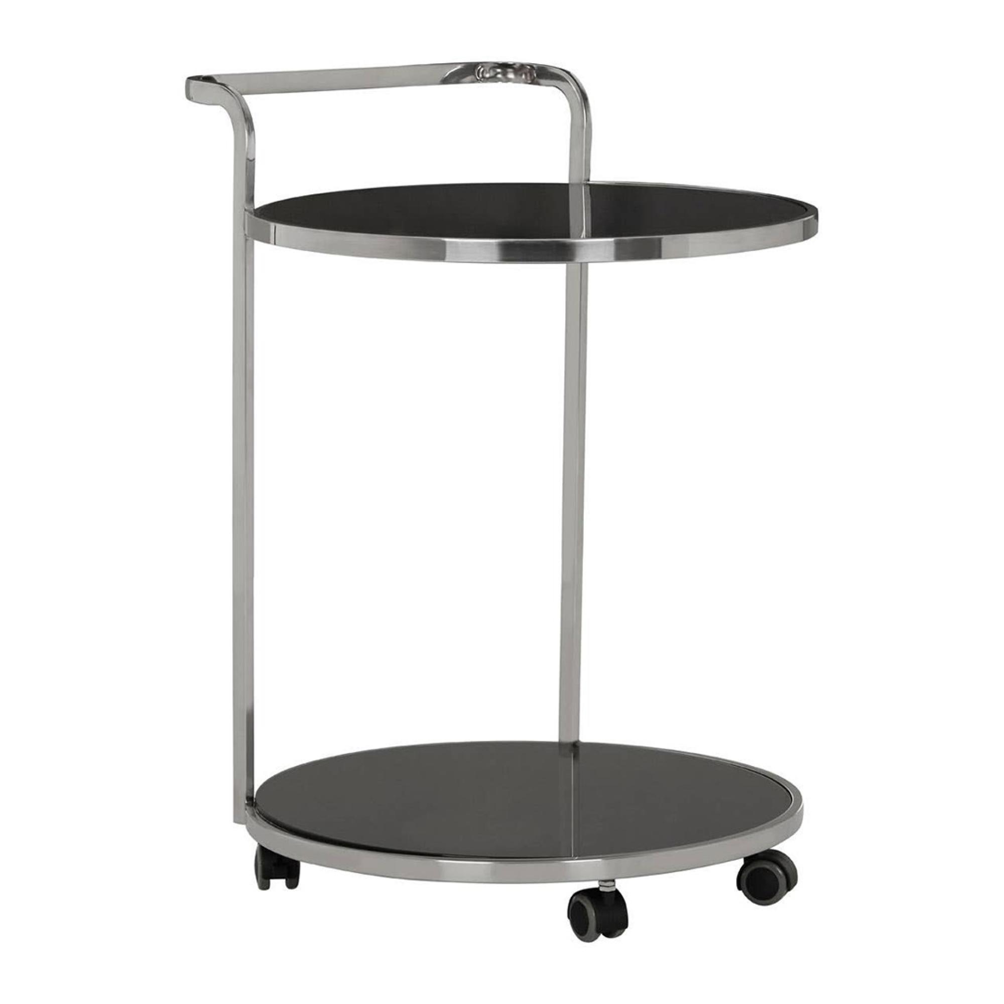 Ackley Drinks Trolley - Black Glass with Chrome - Italian