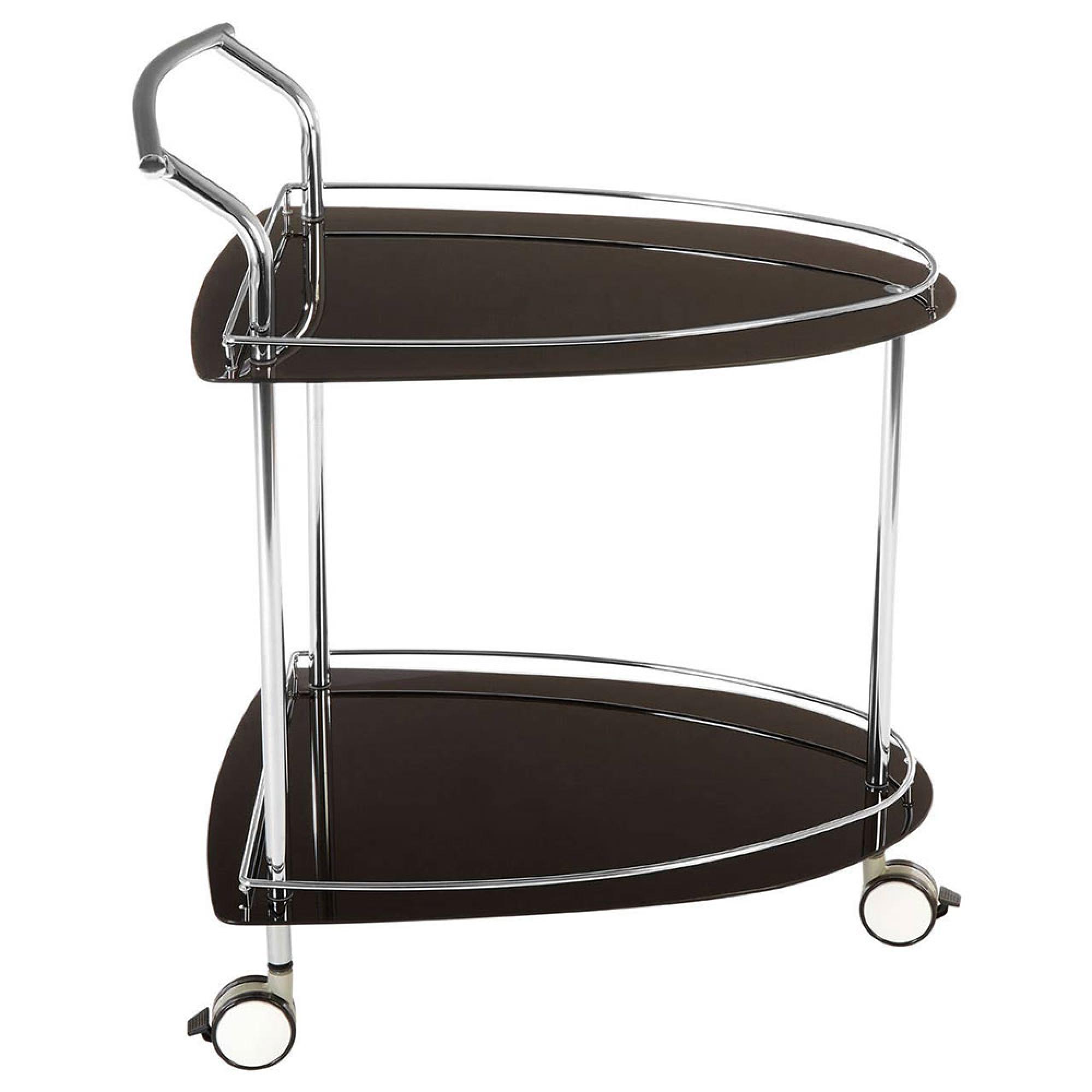 Adam Bar Trolley - Black Glass - 2 Tier