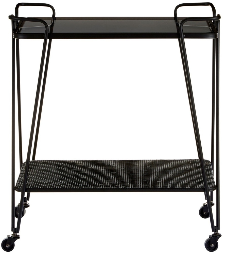 Trento Cart Table - Glass with Black Metal Base