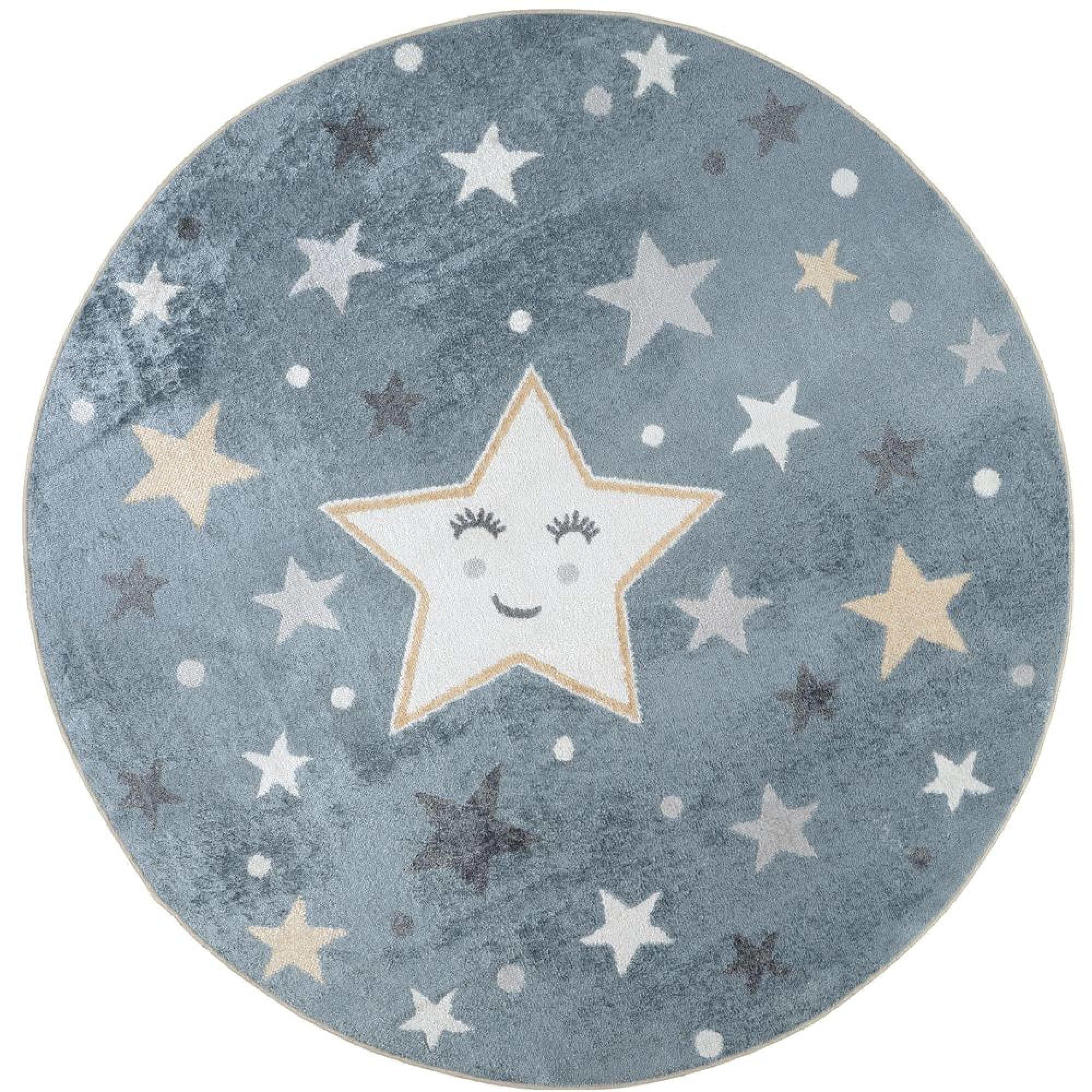 Lillian Round Kids Rug - Machine Washable - LLL2342 - Blue - 160cm x 160cm