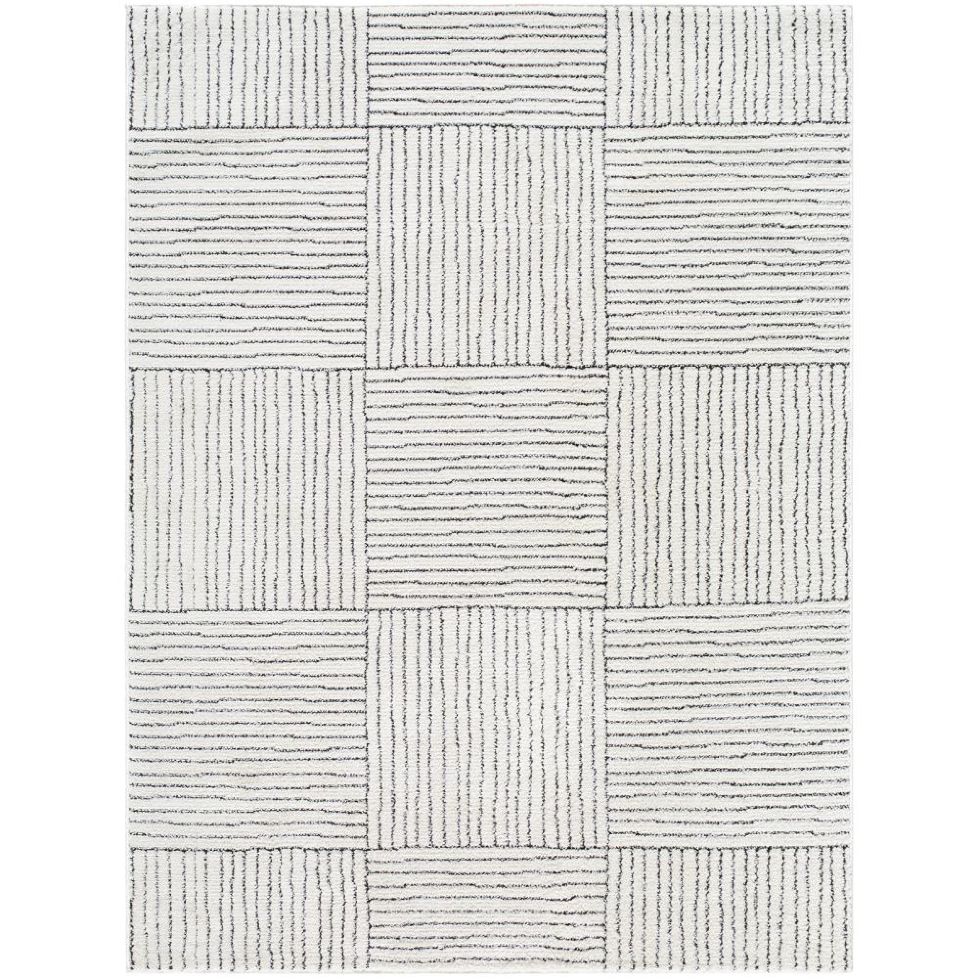 Architect Galey Alix Rug - Modern Scandi High Pile - GAAR2300 - Ivory & Black - Sizes Available