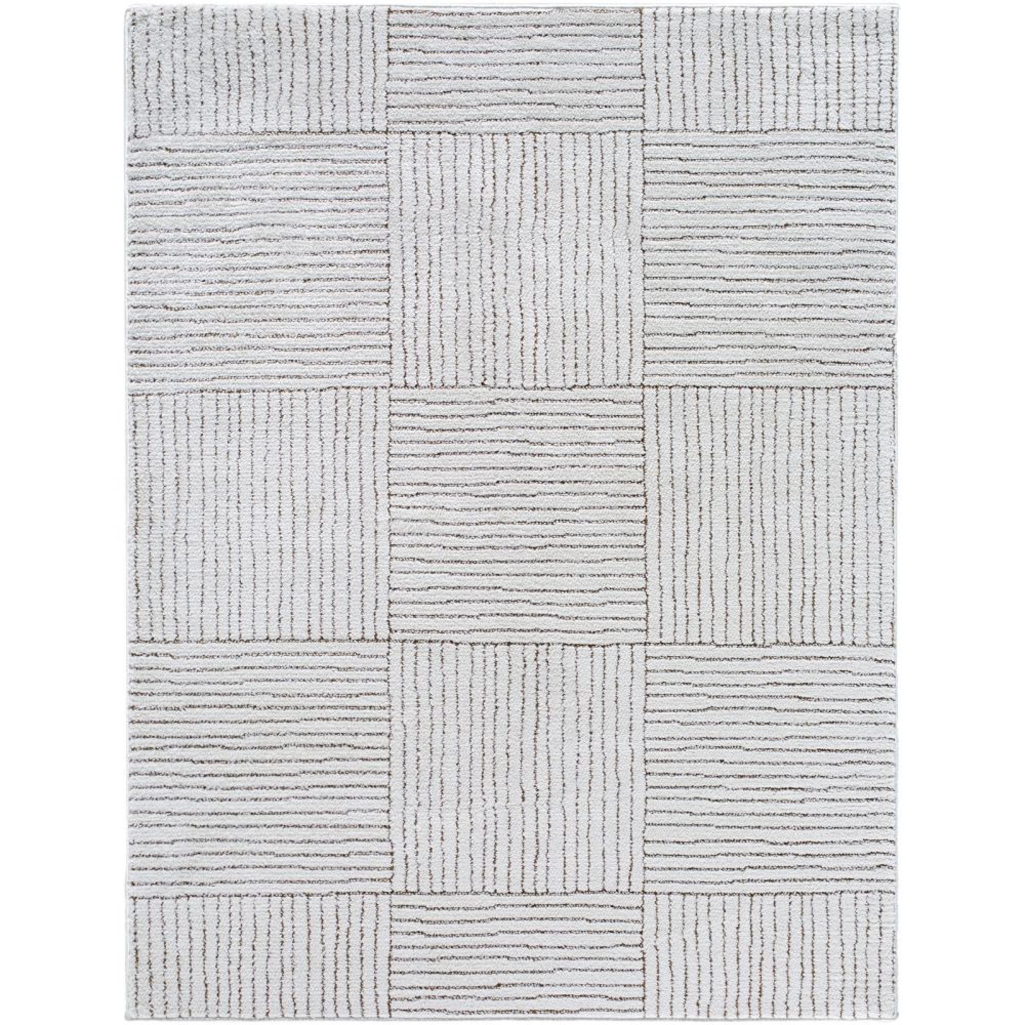 Architect Galey Alix Rug - Modern Scandi High Pile - GAAR2301 - Ivory & Dark Brown - Sizes Available