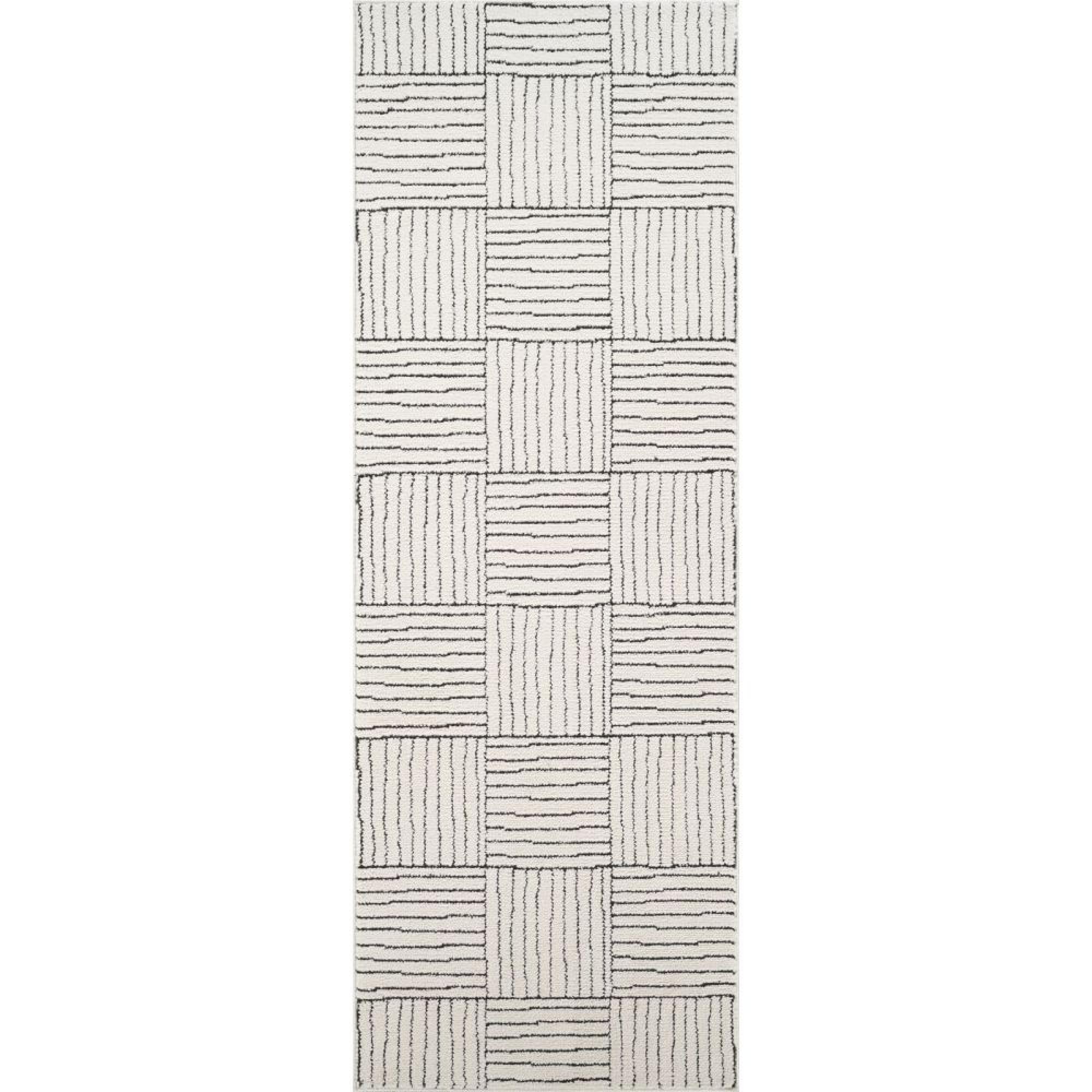 Architect Galey Alix Runner - Modern Scandi High Pile - GAAR2301 - Ivory & Dark Brown - 80cm x 220cm