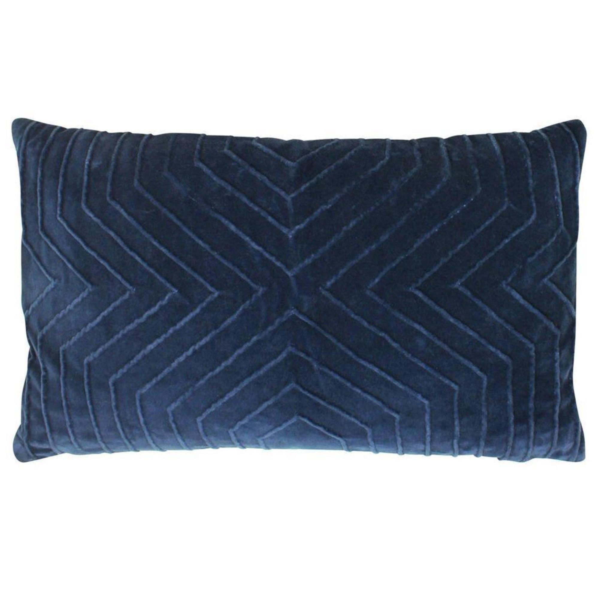 Clearance - Furn Mahal Geometric Cushion - 30cm x 50cm - Navy Blue - FSS15926