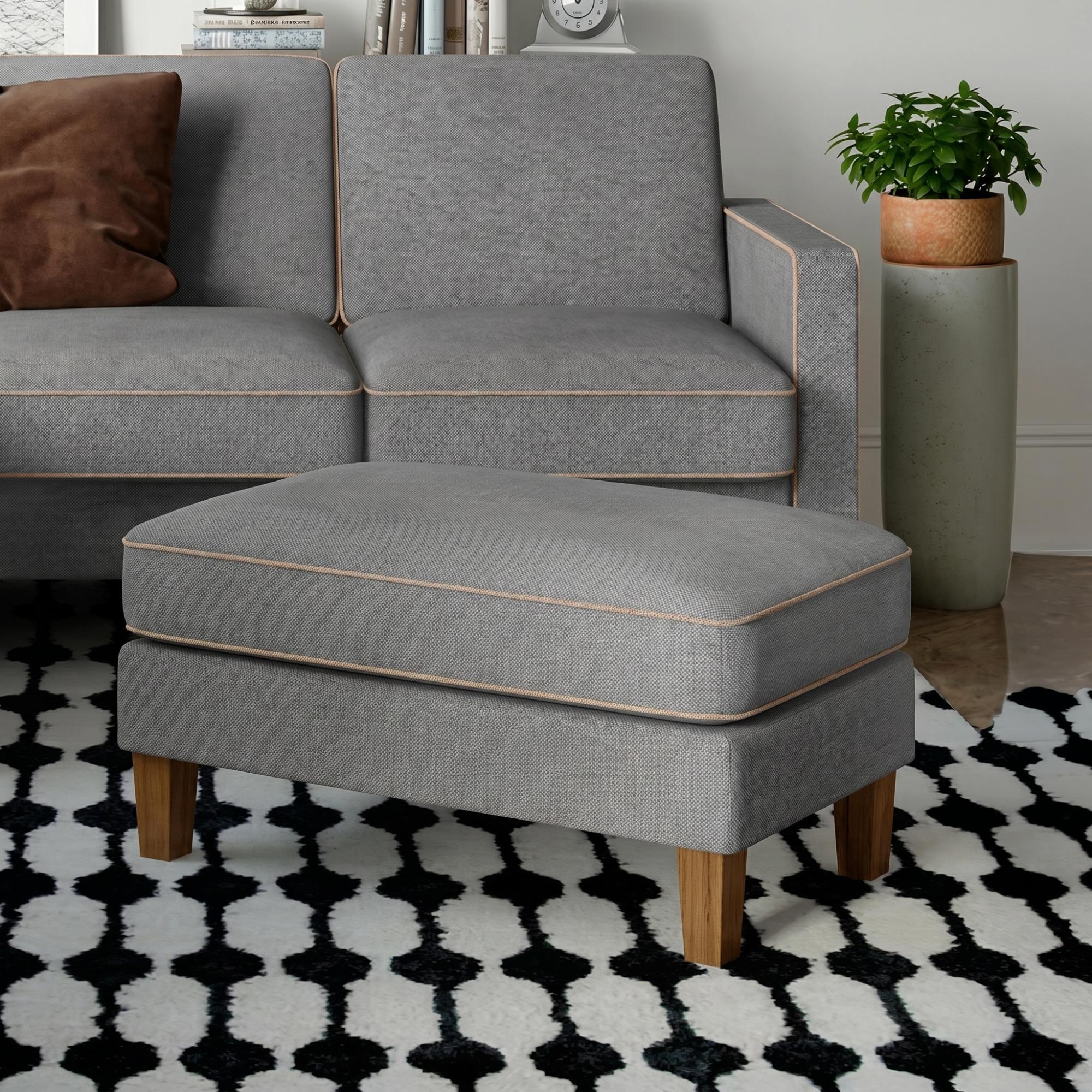 Novogratz Bowen Ottoman - Grey Chenille Fabric - DA036OTUK