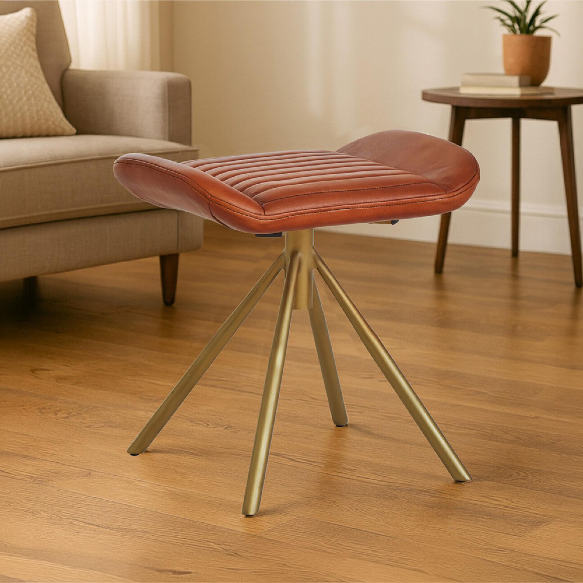 Buffalo Footstool - Swivel - Tan - Leather