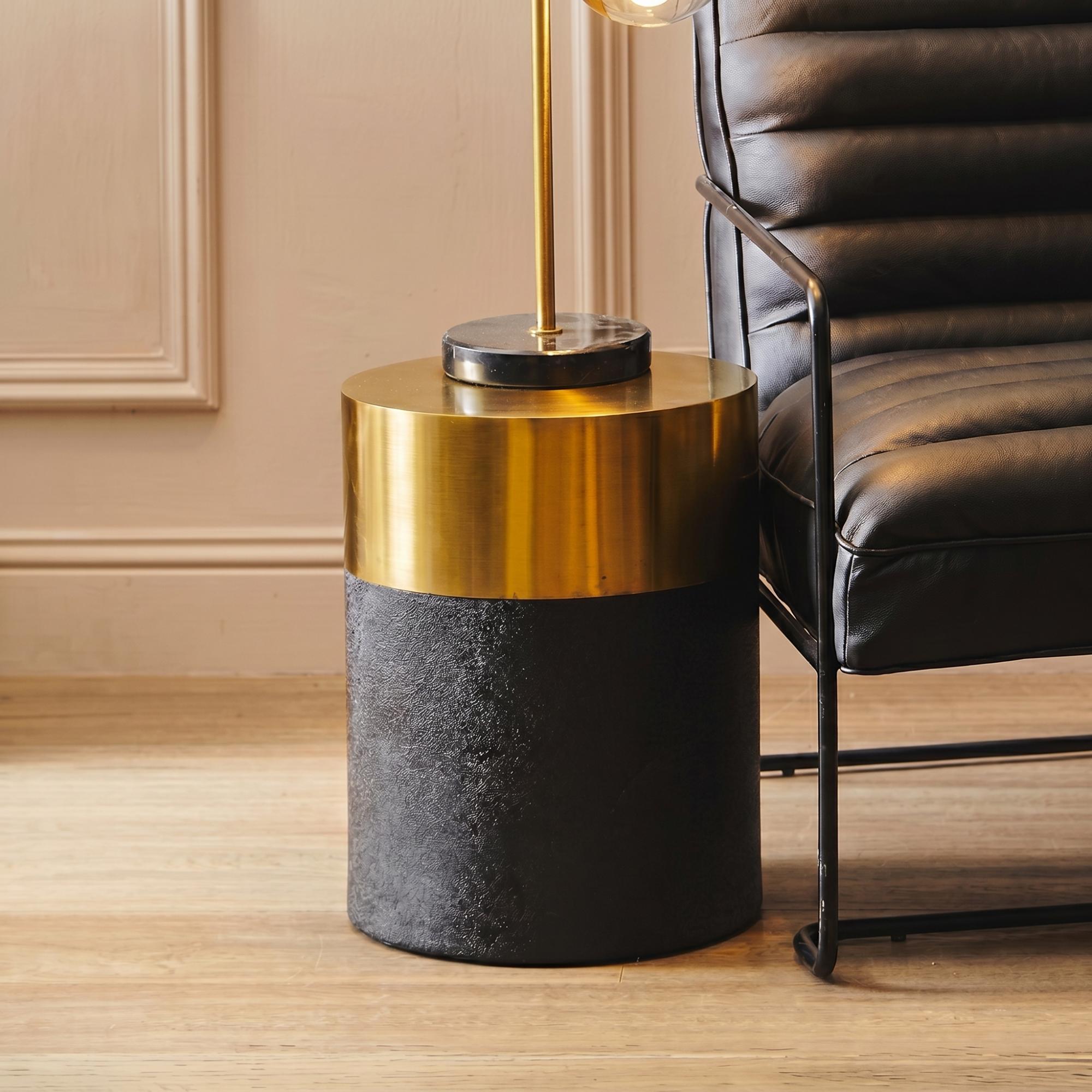 Cardoba Stool - Round - Black Faux Shagreen