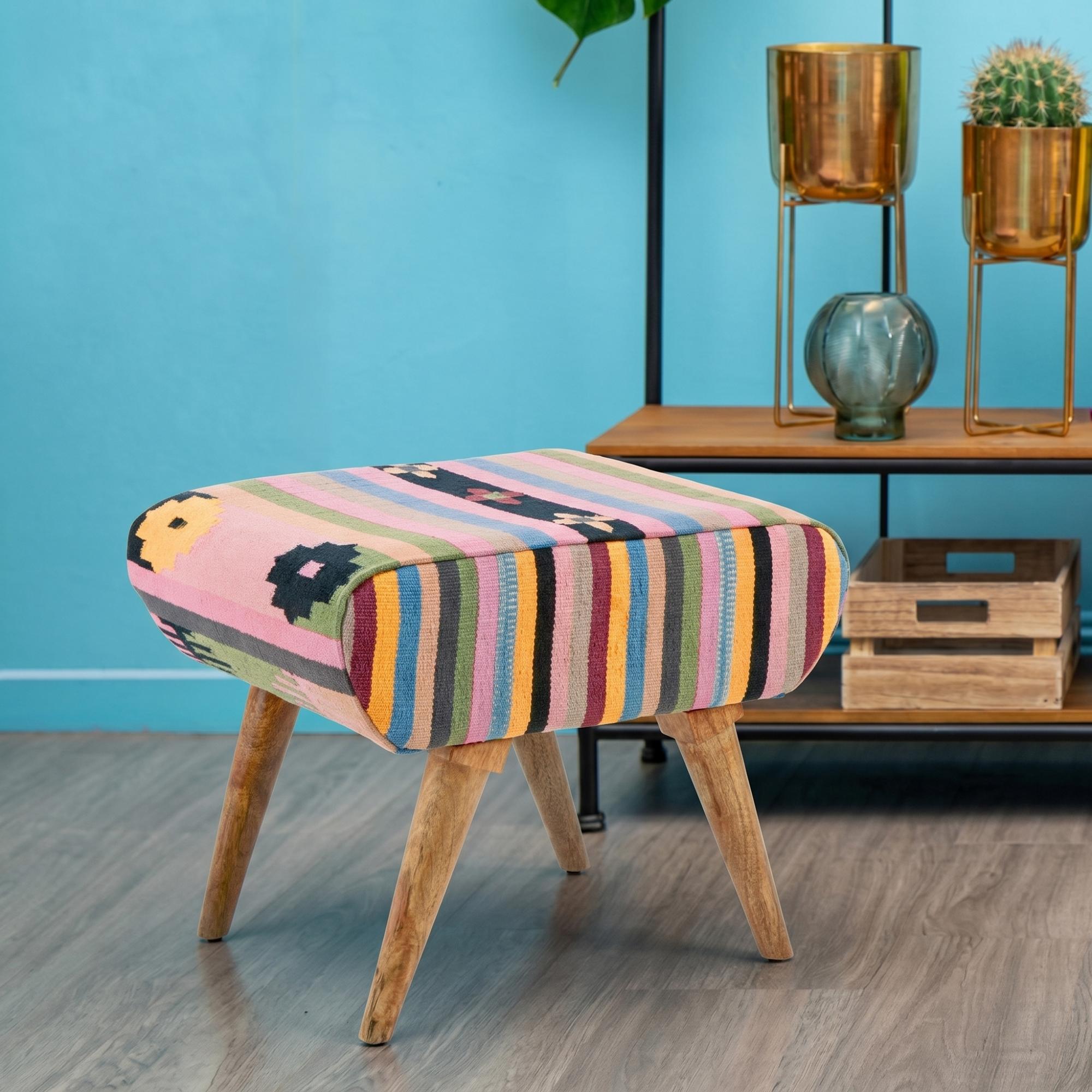 Cefena Footstool - Multicolour Fabric