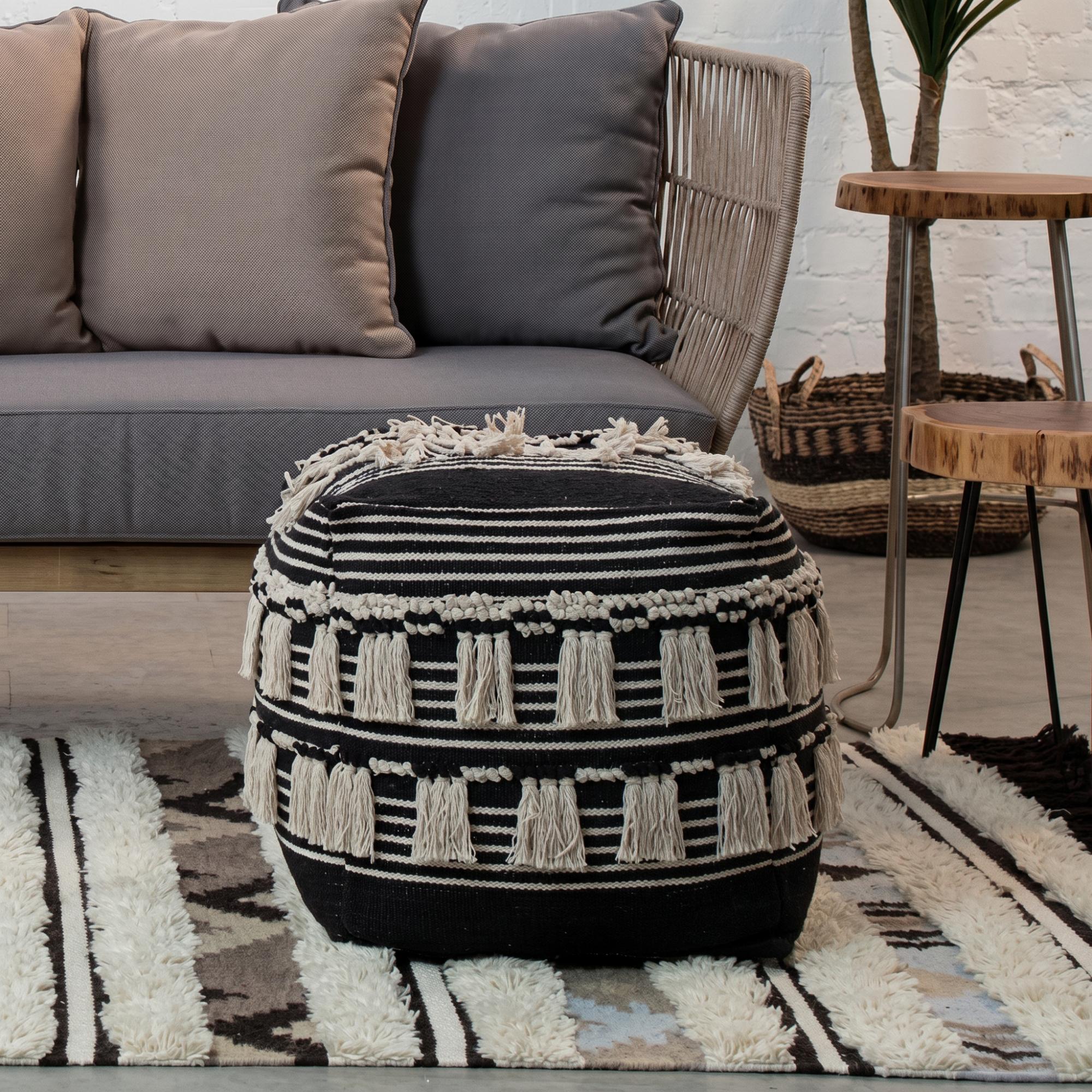 Cefena Pouffe - Square - Black Fabric