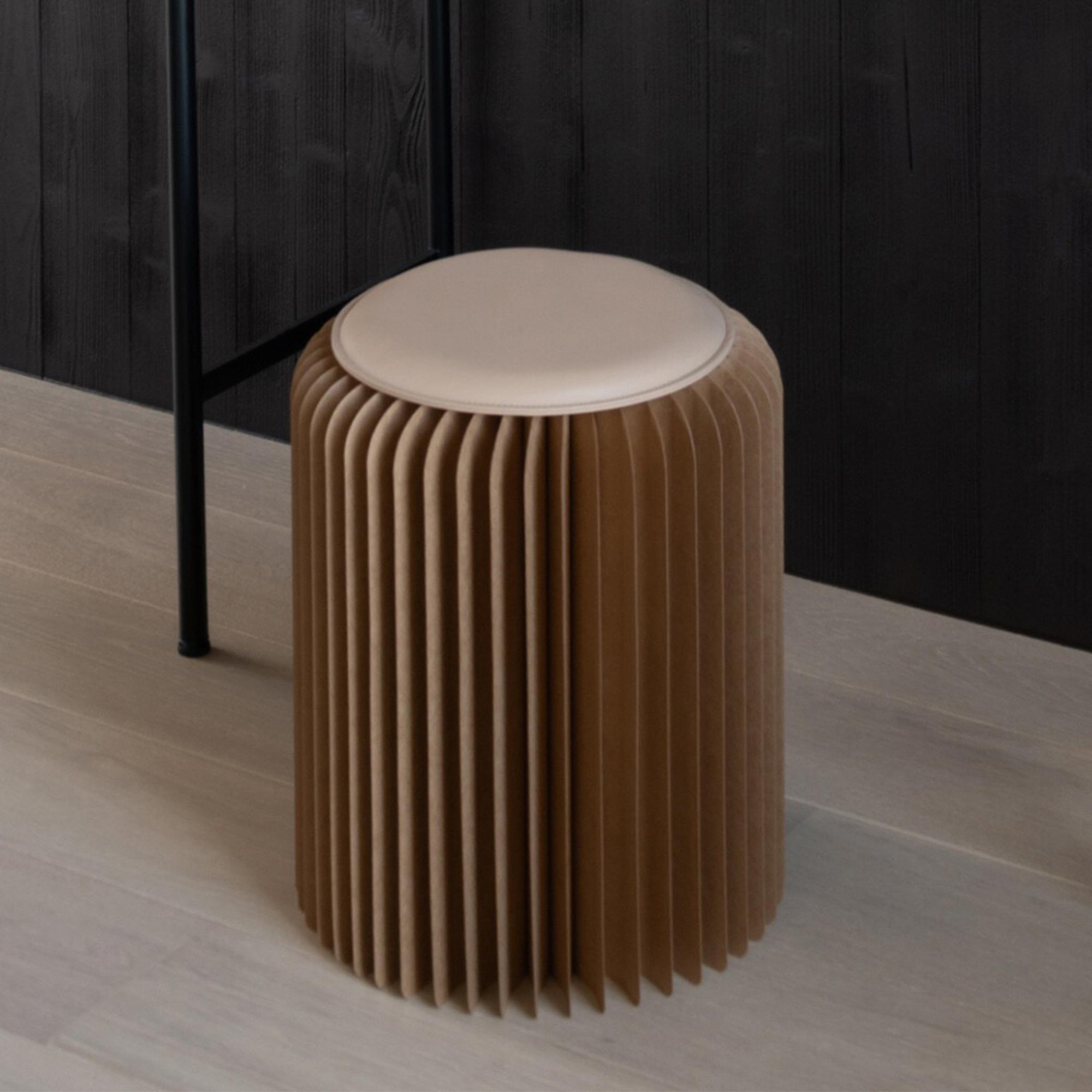 Stool - Set of 2 - Round - Brown - Foldable Paper
