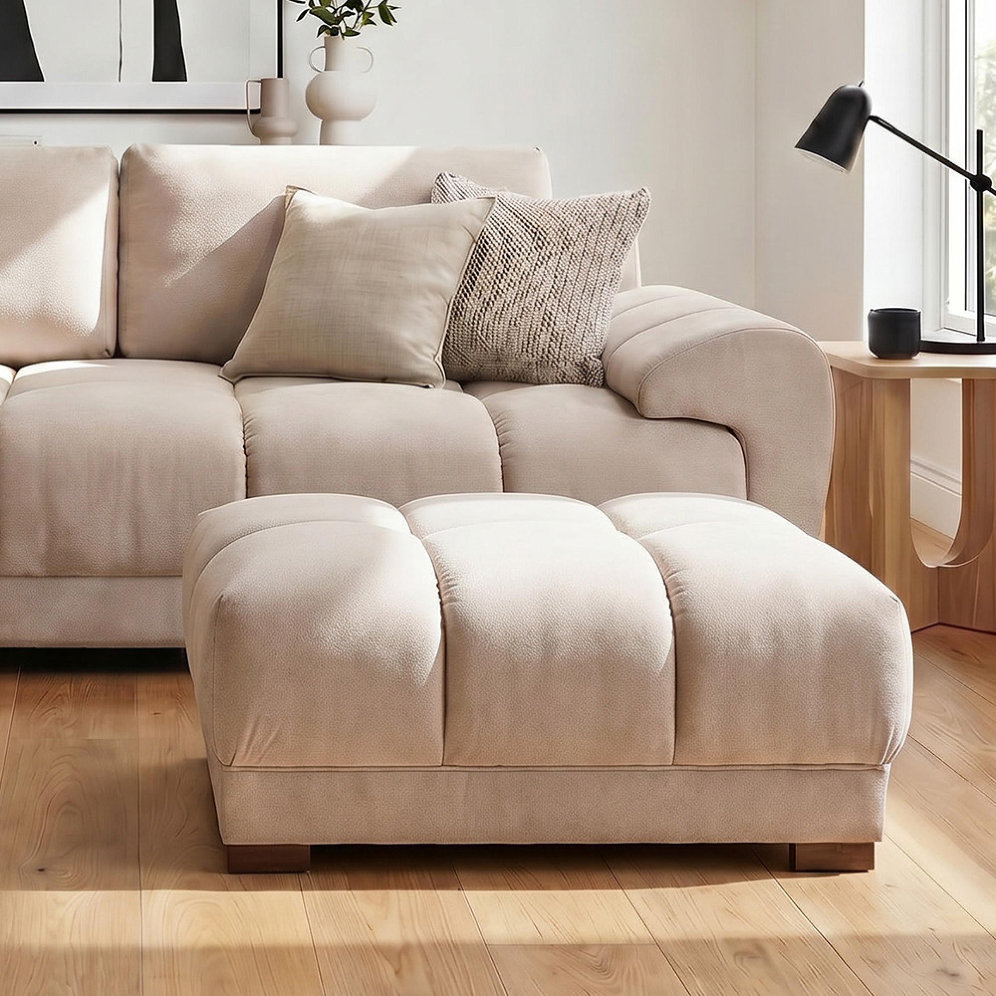 Azzuro Footstool - Mocha Velvet Fabric