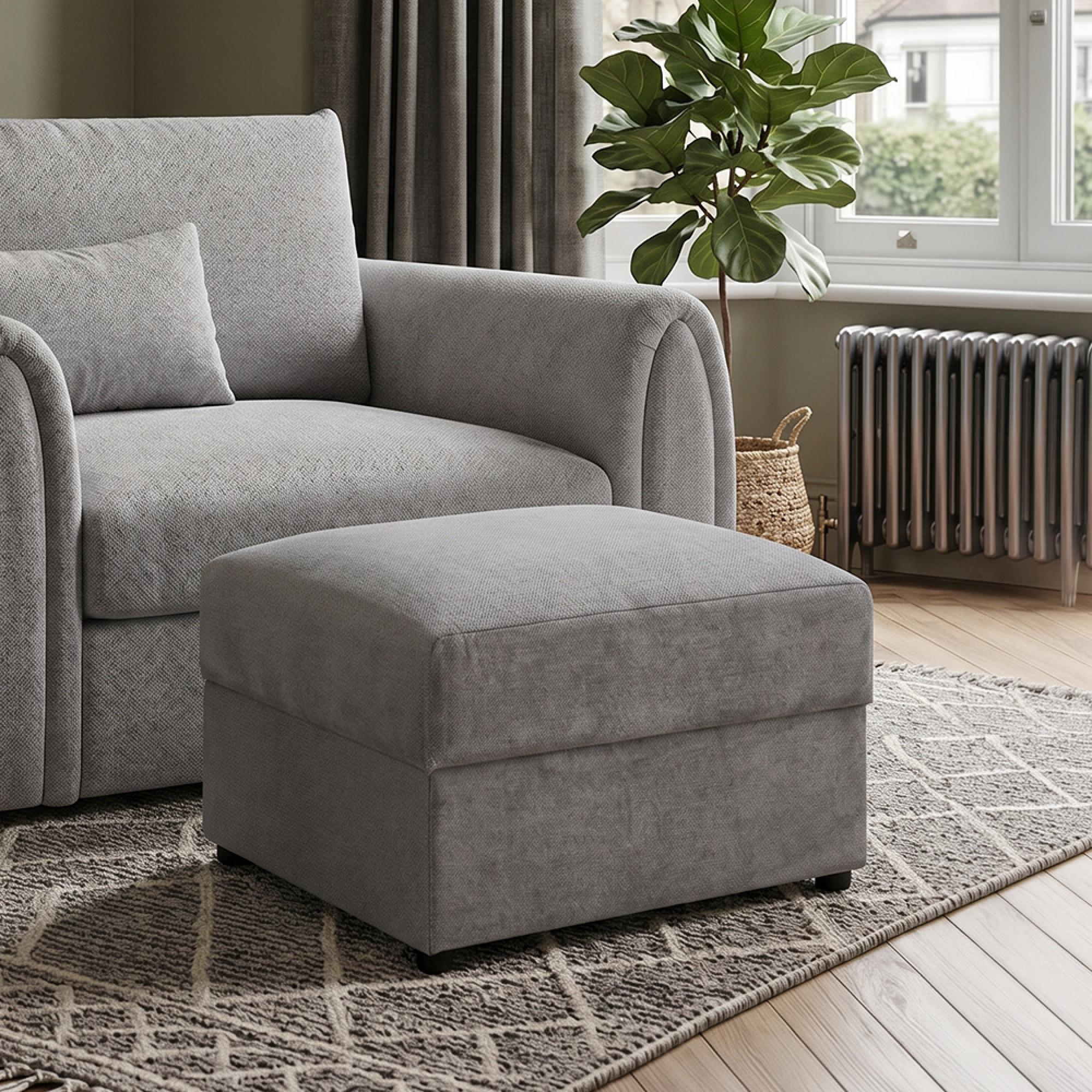 Mirabel Footstool - Grey Fabric