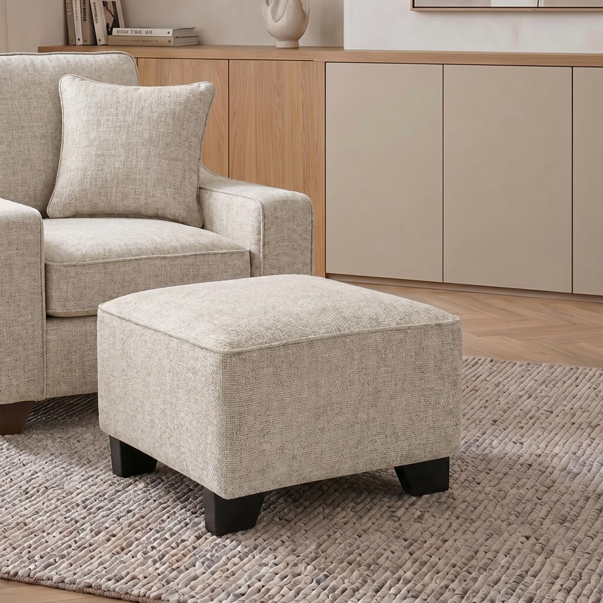 Nebraska Footstool - Beige Fabric