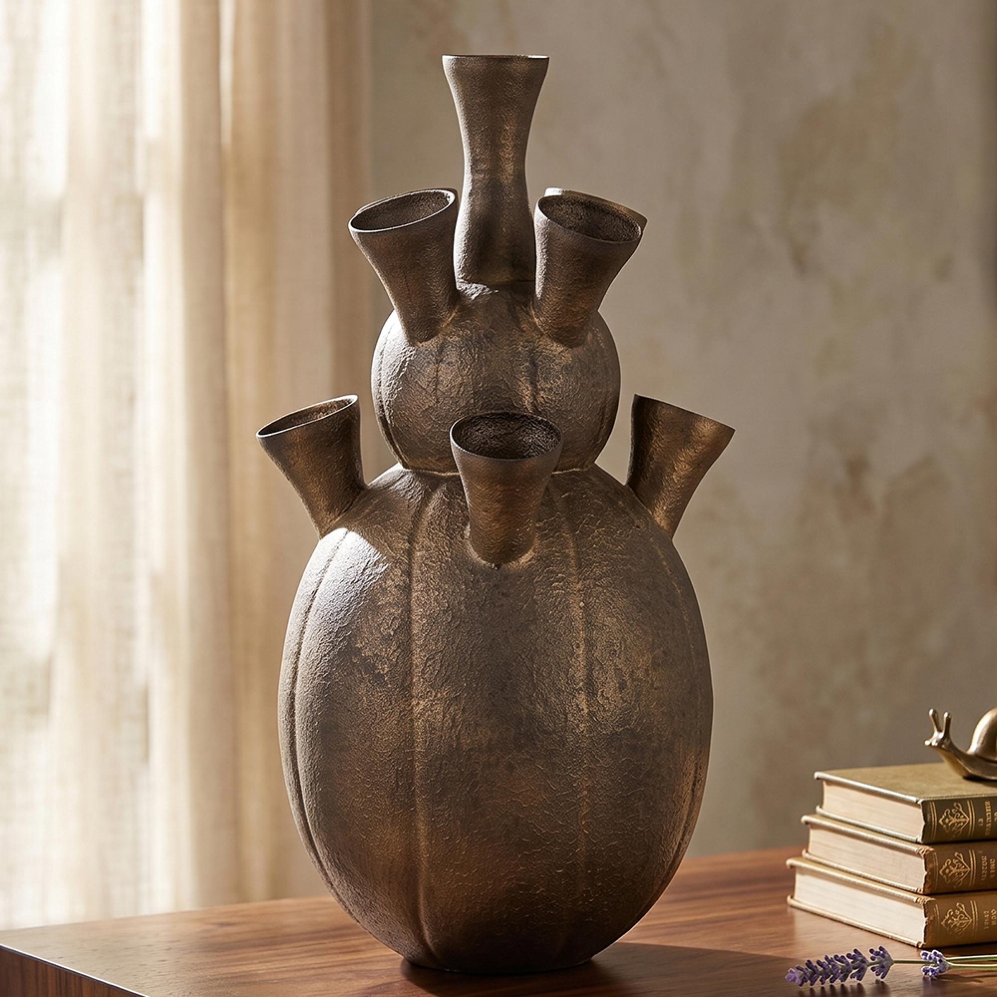 Maleen Vase - Antique Brass - Metal