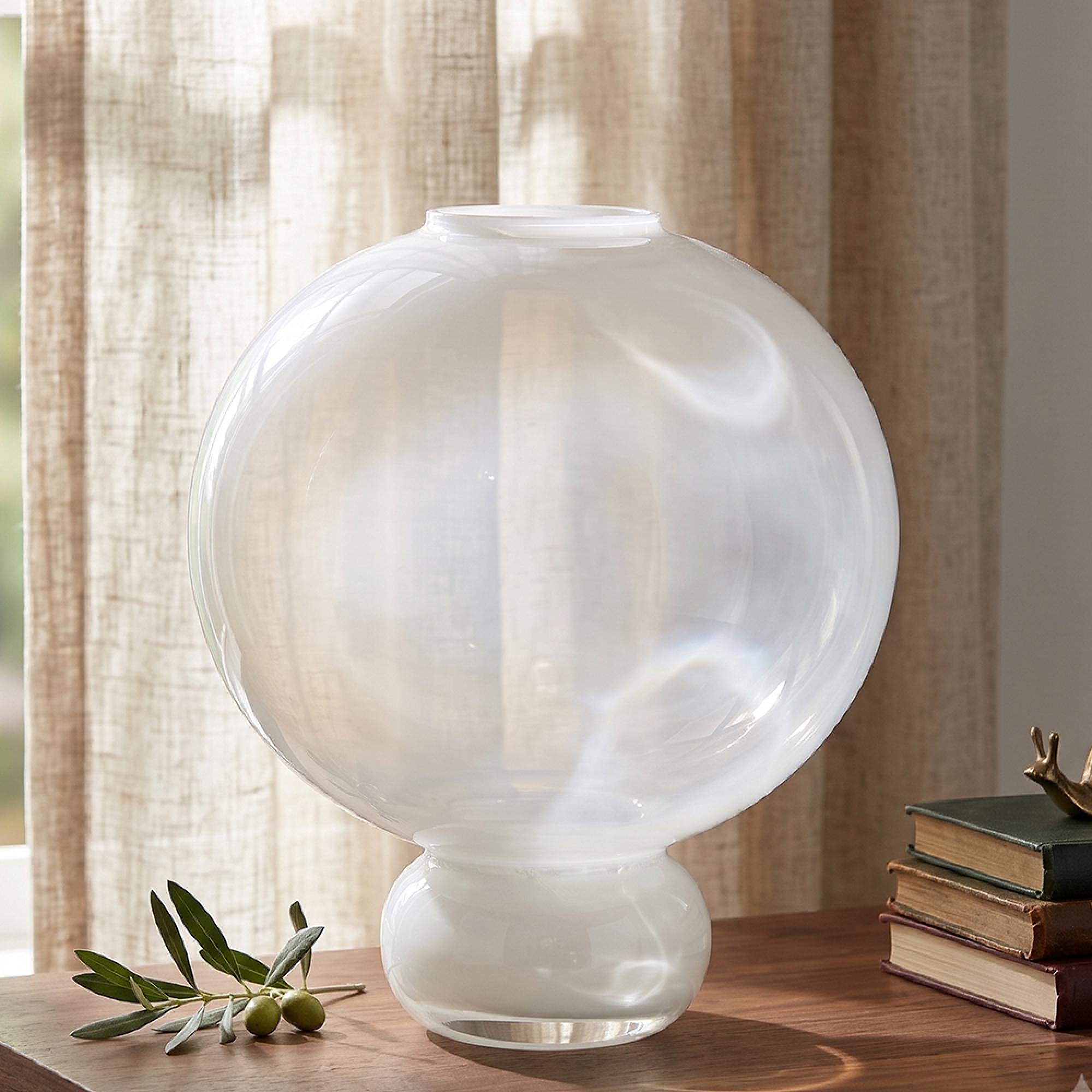 Mireva Vase - Round - White - Glass
