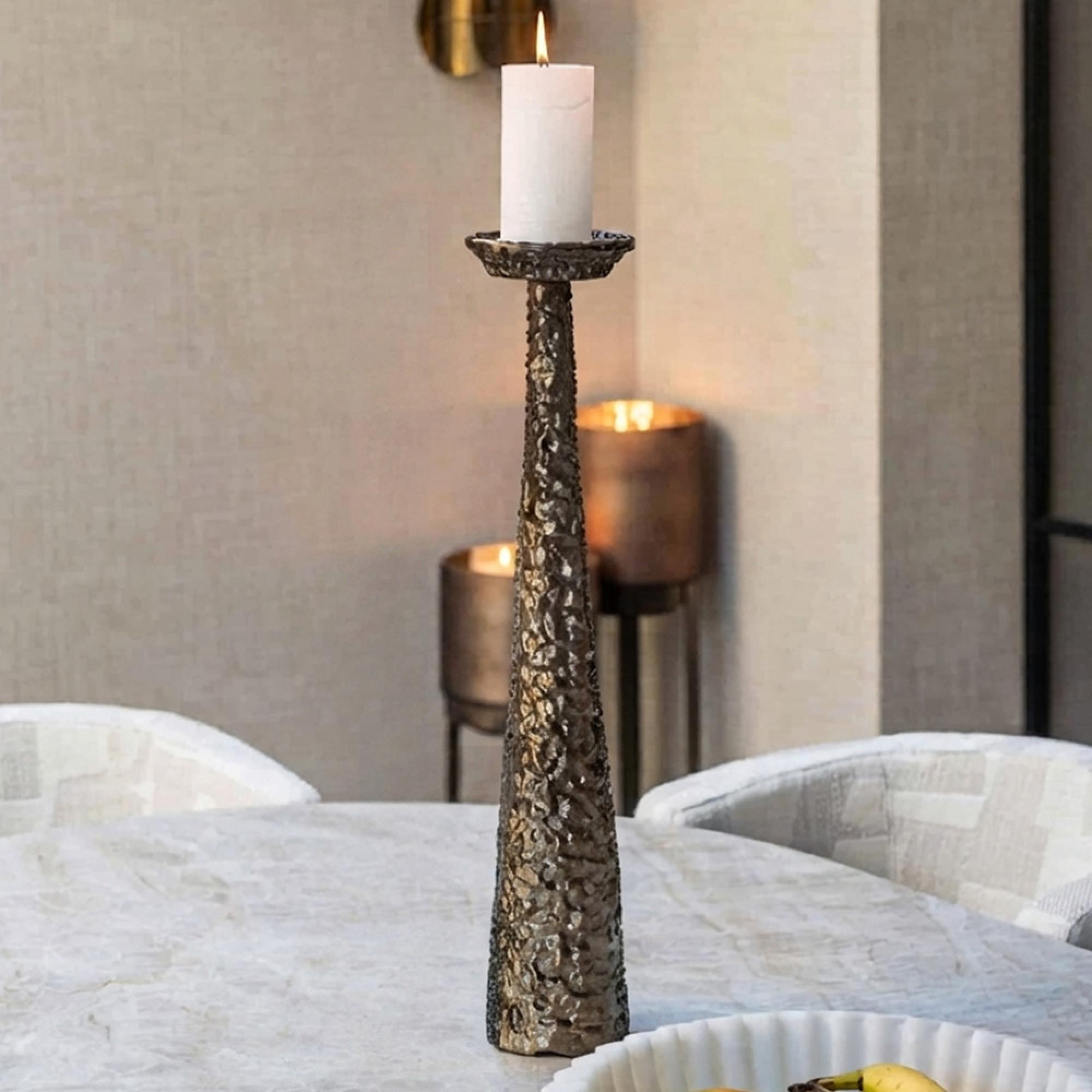Moan Candle Holder - Cone Base - Brushed Gold - Aluminium