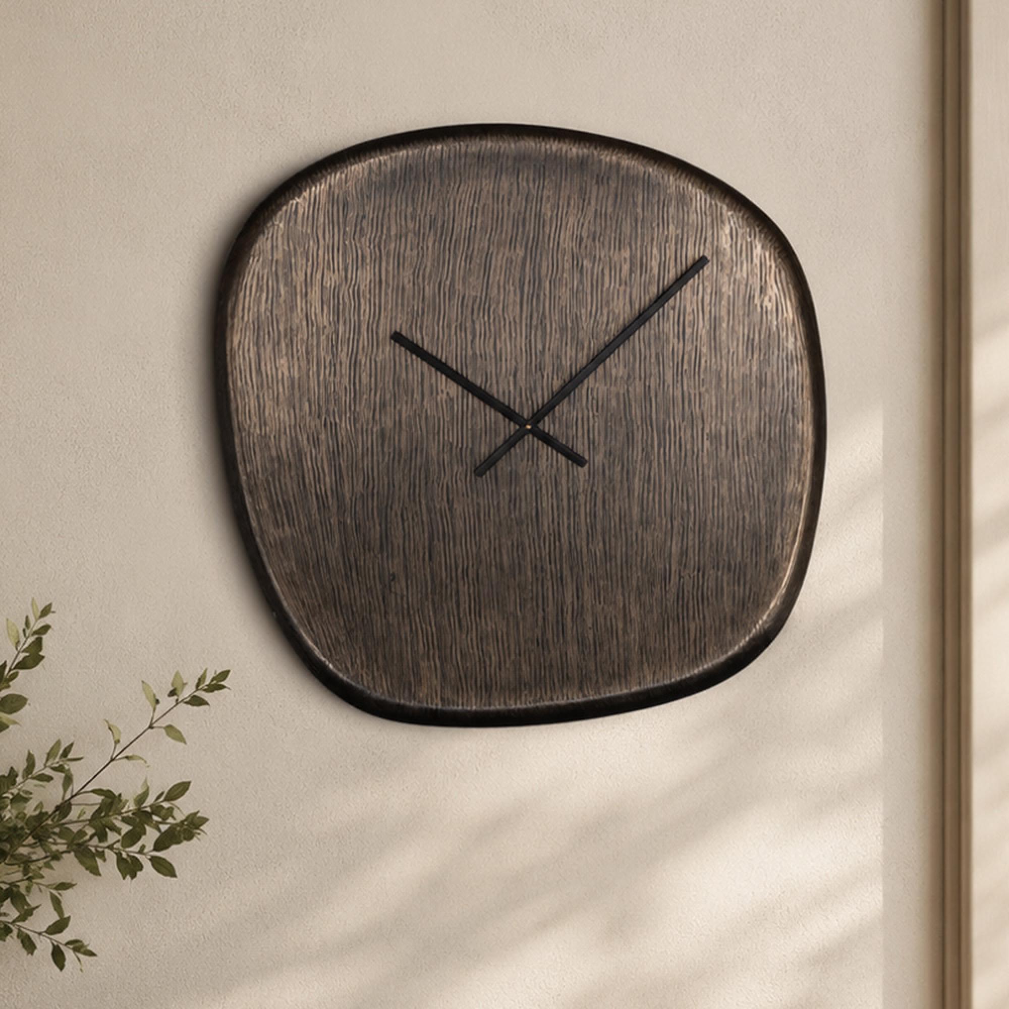 Nuvani Wall Clock - Abstract - Bronze - Metal
