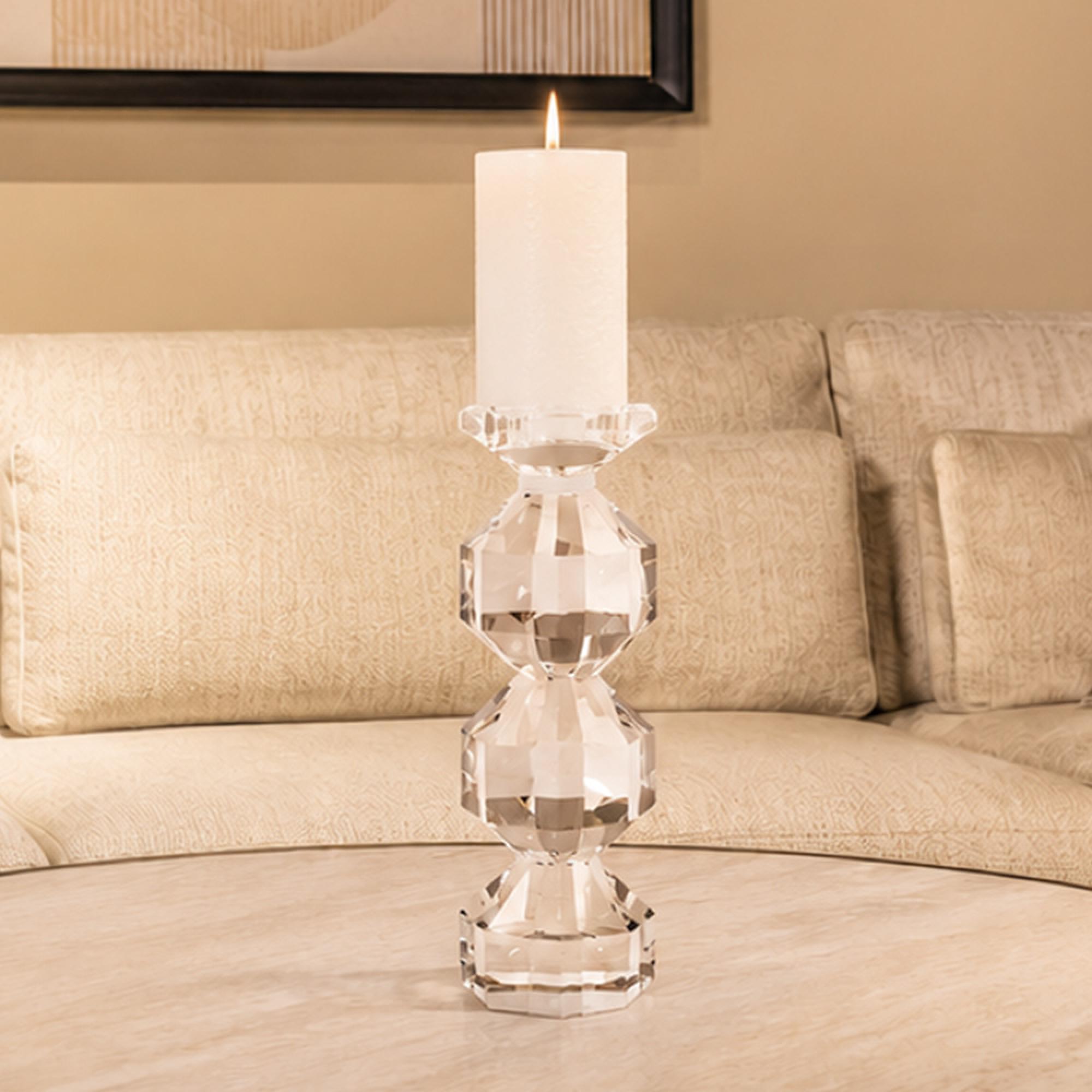 Safia Candle Holder - Small - Clear - Glass