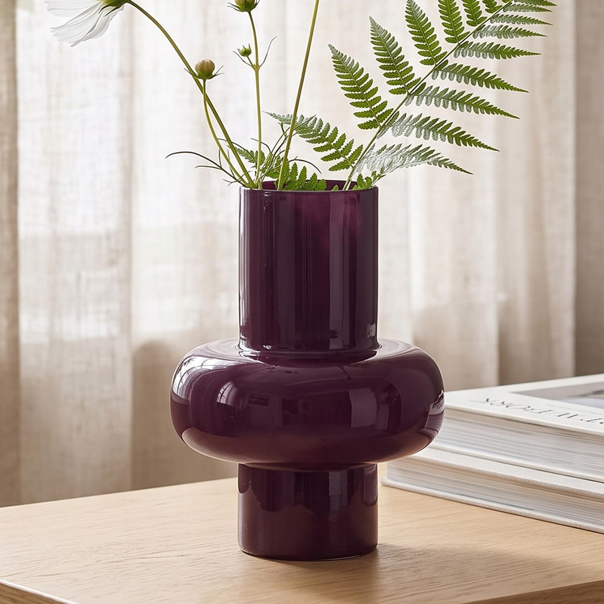 Ashlyn Vase - Burgundy - Small - Metal