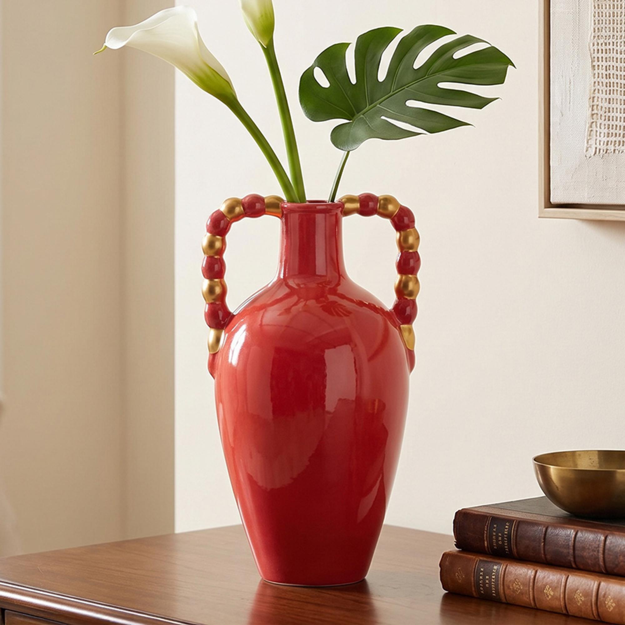 Davita Vase - Orange and Gold - Ceramic