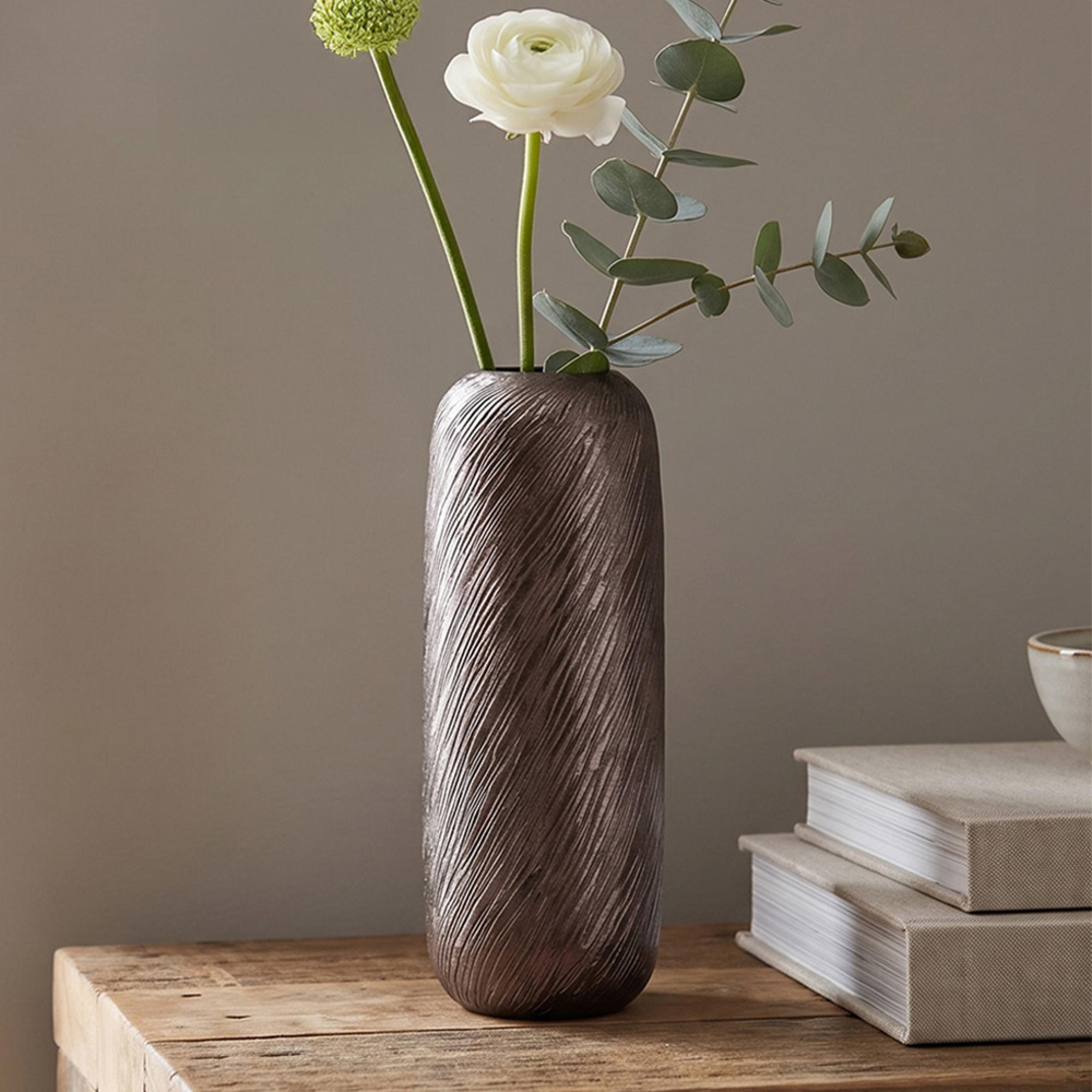 Jilla Vase - Round - Smoke - Small - Aluminium