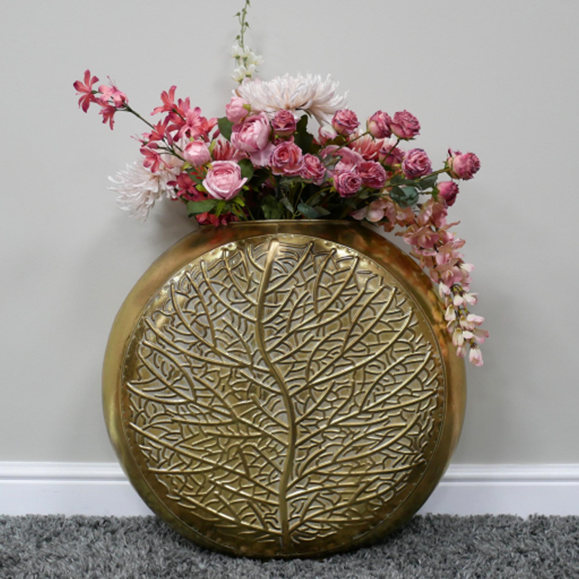 Vase - Antique Gold - Circle - Metal