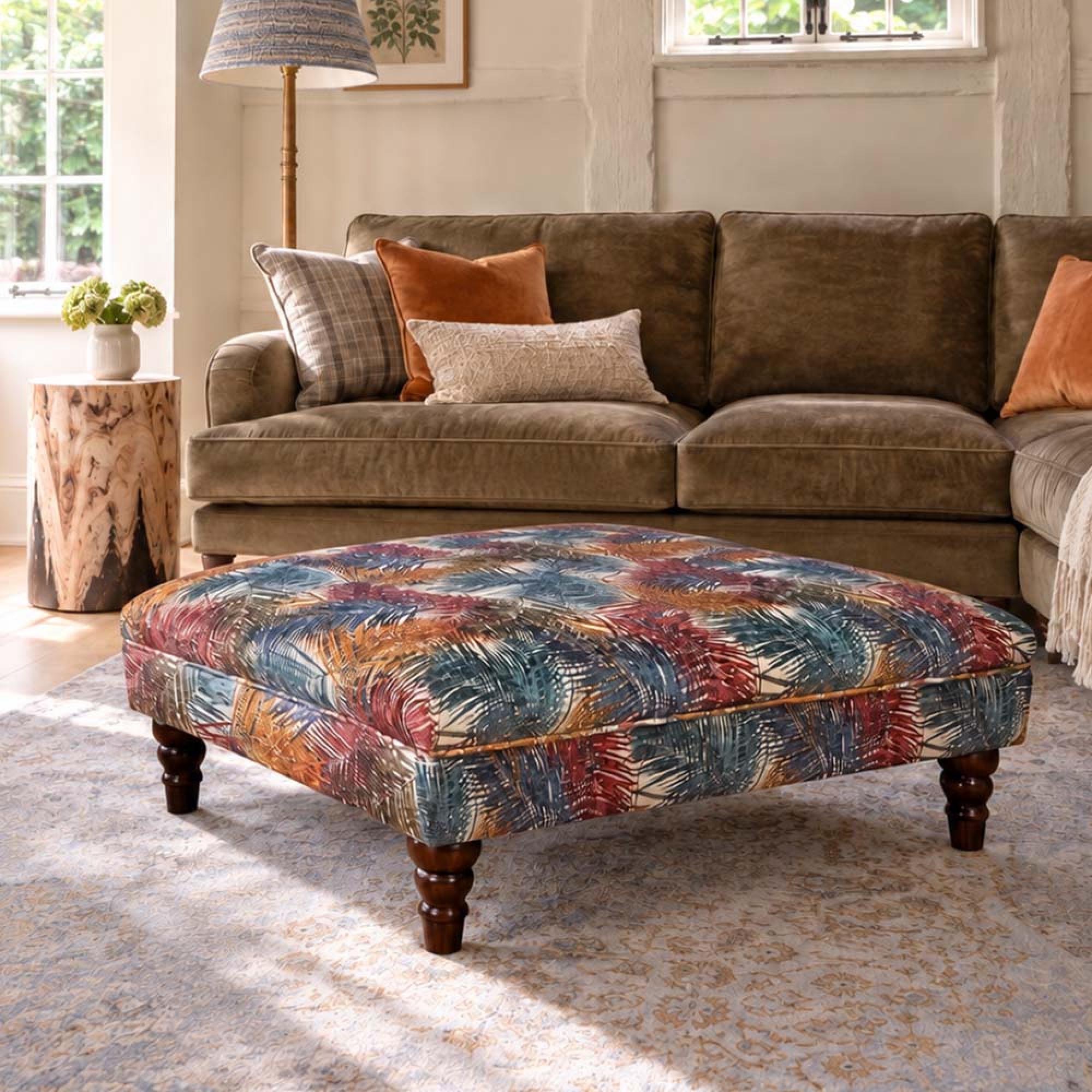 Buoyant Beatrix Fabric Footstool - Variation Available