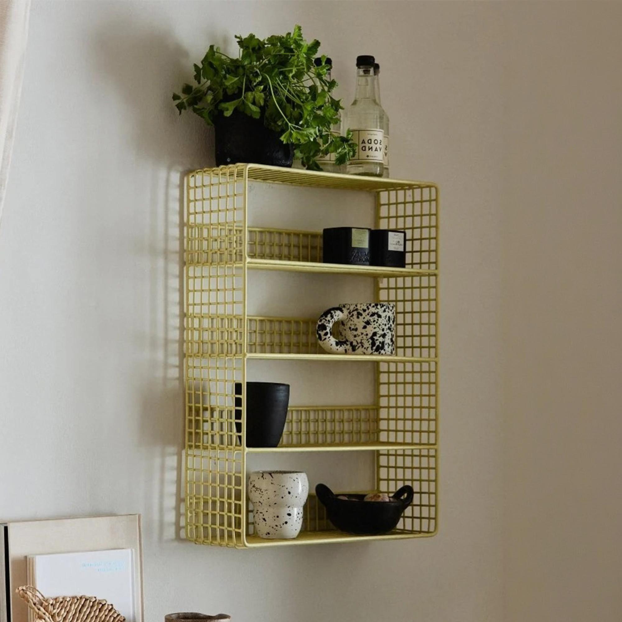 Kikori Wall Shelf - Yellow - Metal Wire
