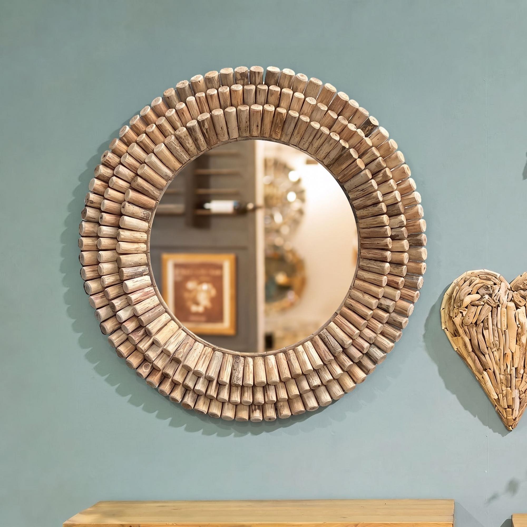 Driftwood Wall Mirror - Bamboo - Large - Round