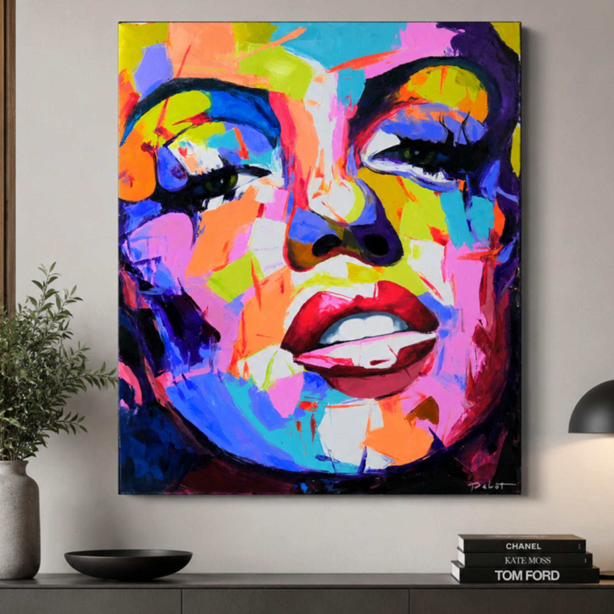 Women Face Hand Painting Canvas Wall Art - 7459 - Fabric
