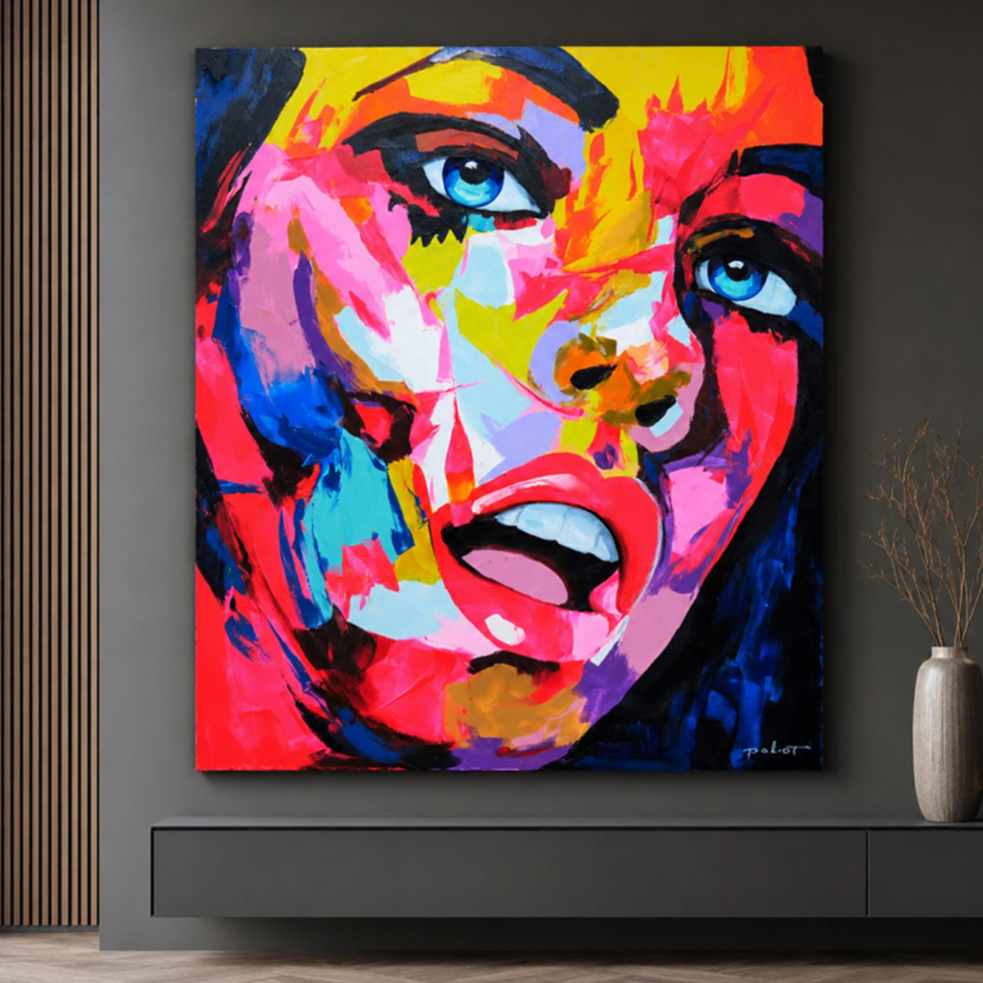 Women Face Hand Painting Canvas Wall Art - 7462 - Fabric