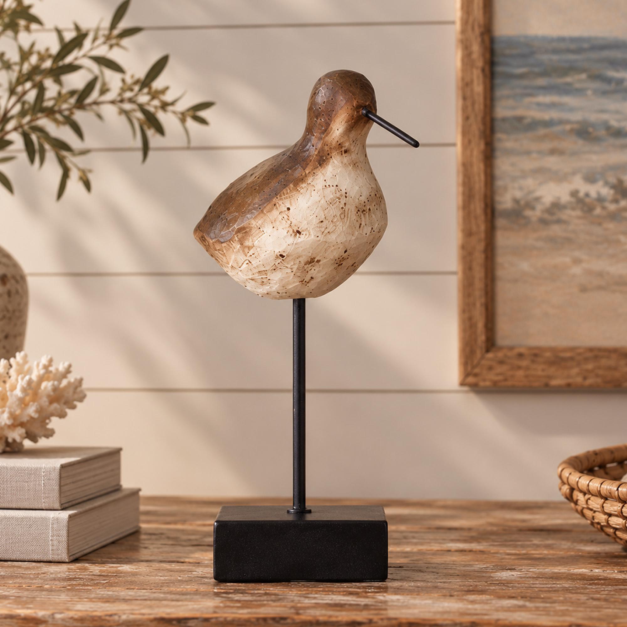 Dark Brown and Black Metal Medium Bird Sculpture