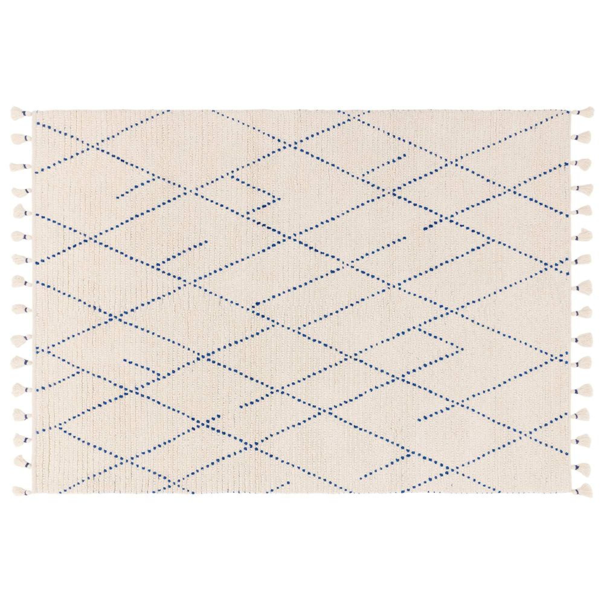 Nepal Cream Blue Linear Rug - Sizes Available